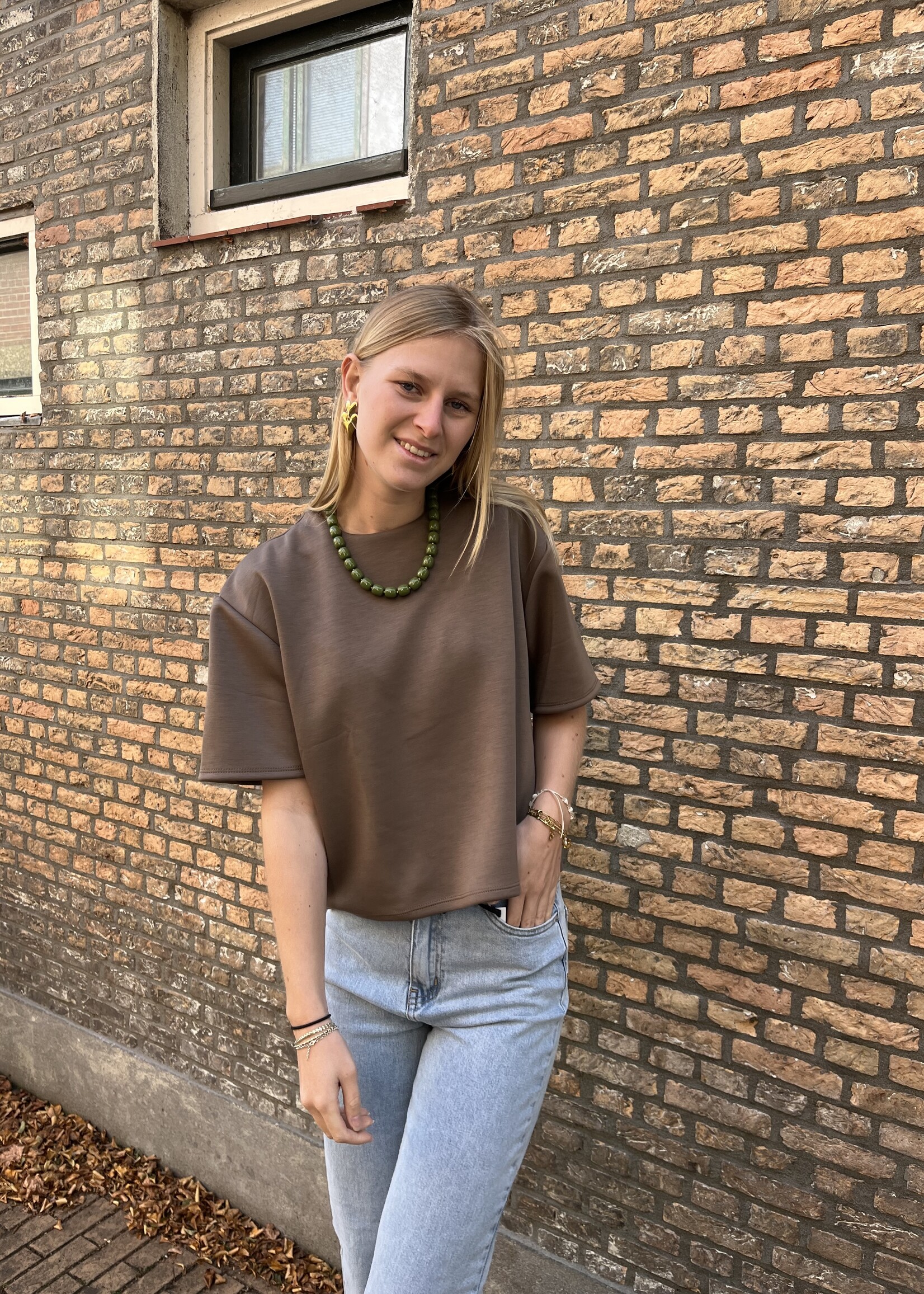 Flo Boutique Basic Top Fiene Taupe