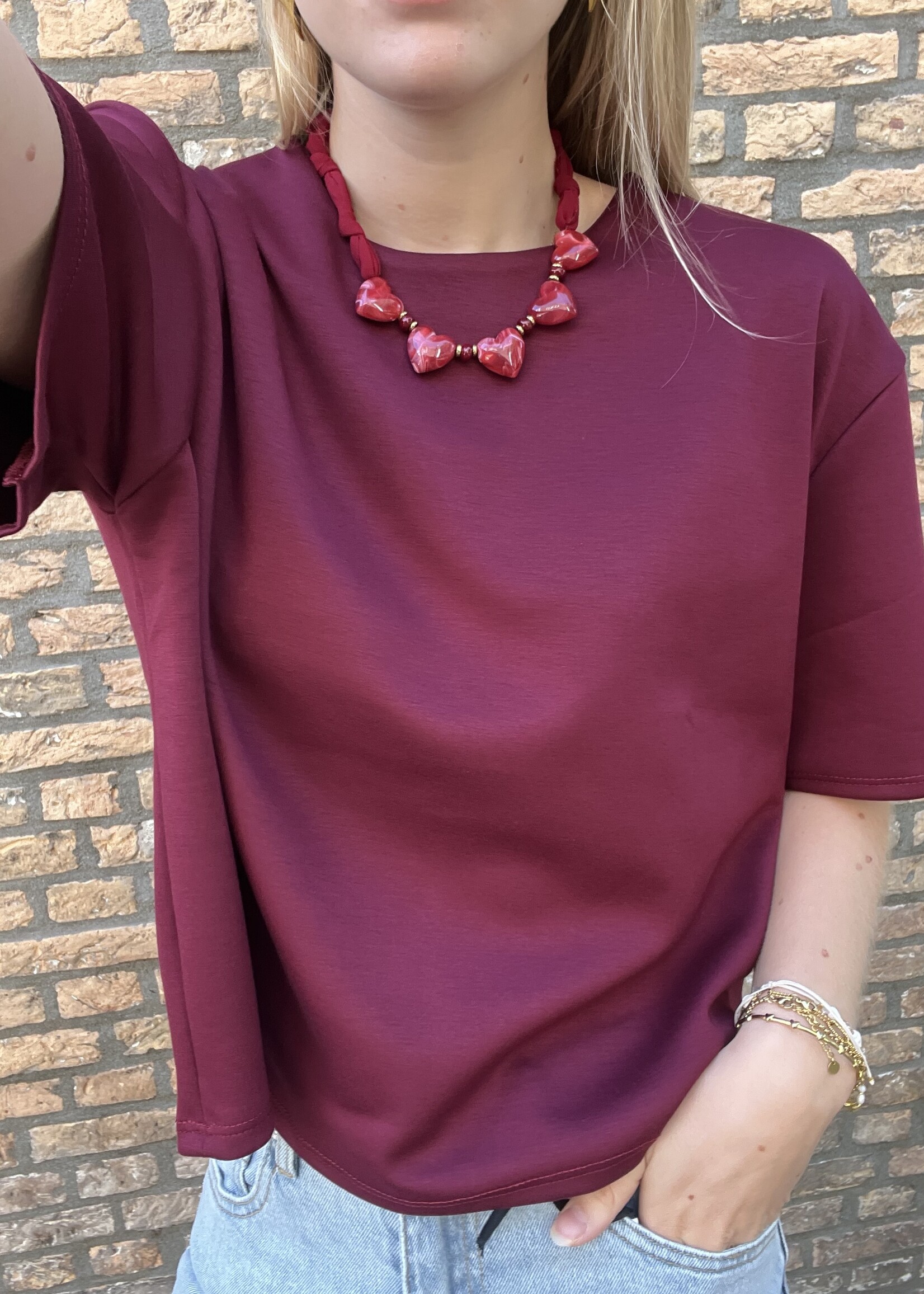 Flo Boutique Basic Top Fiene Bordeaux