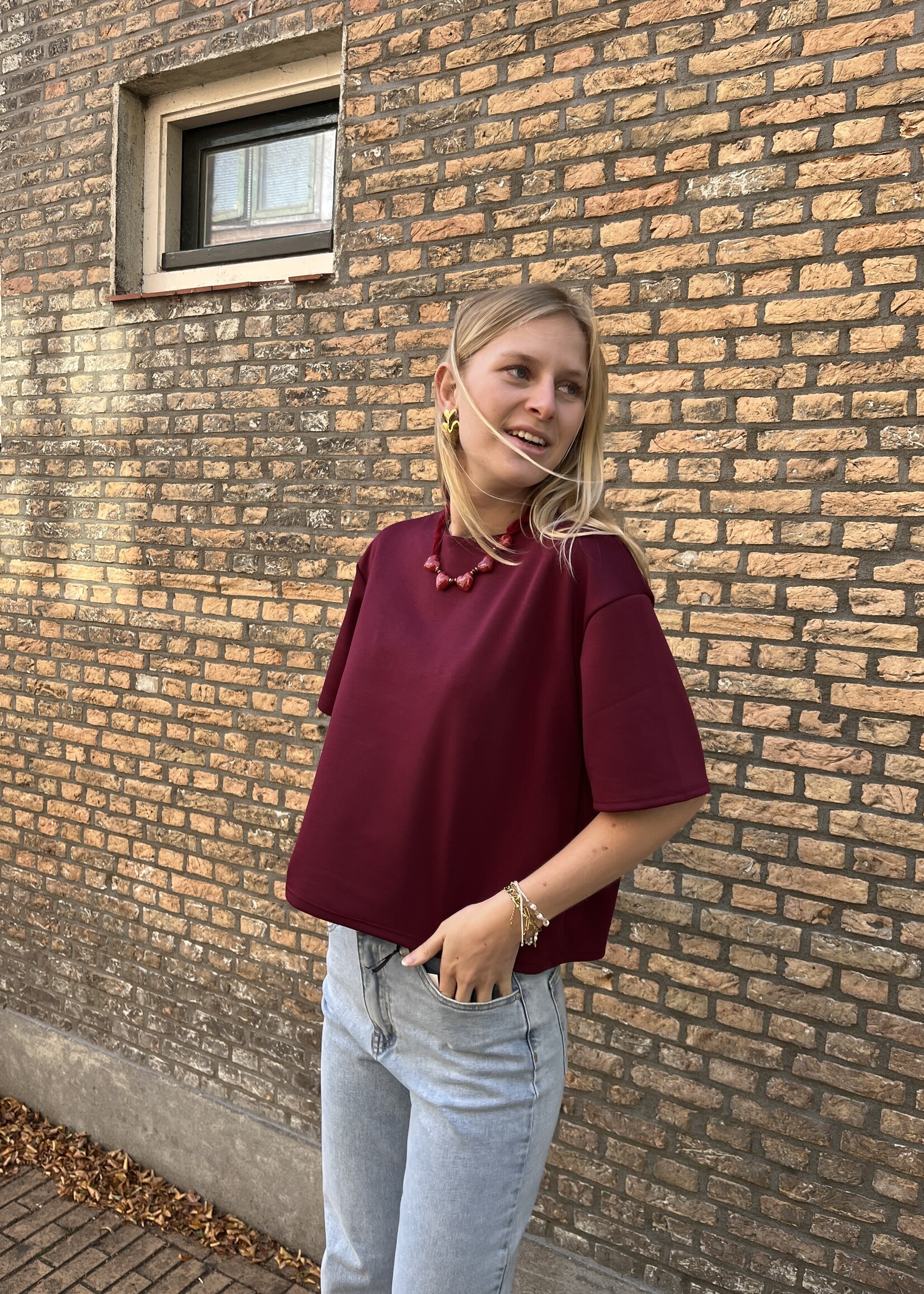 Flo Boutique Basic Top Fiene Bordeaux