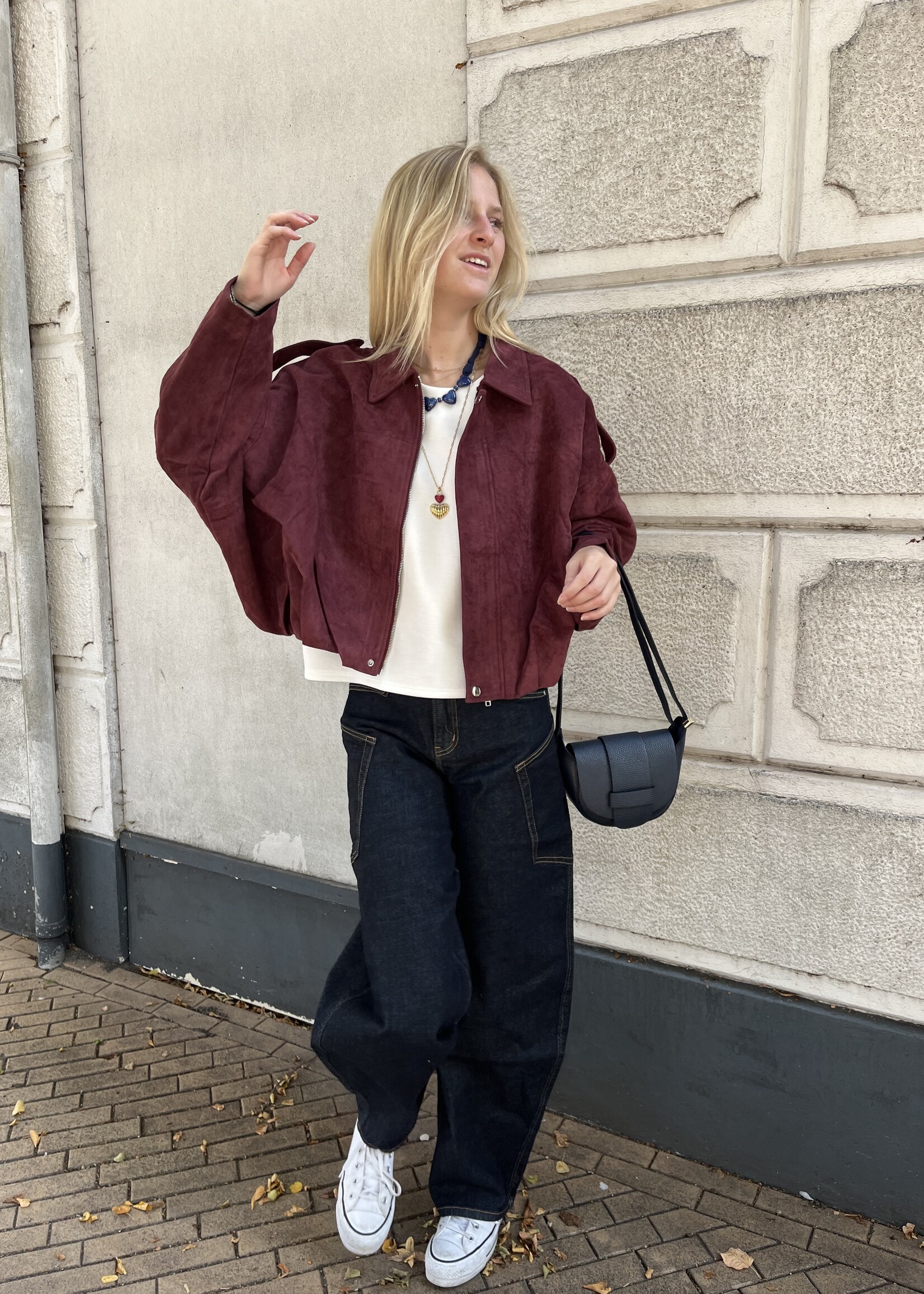 Flo Boutique Jasje Maartje Suede Look Bordeaux