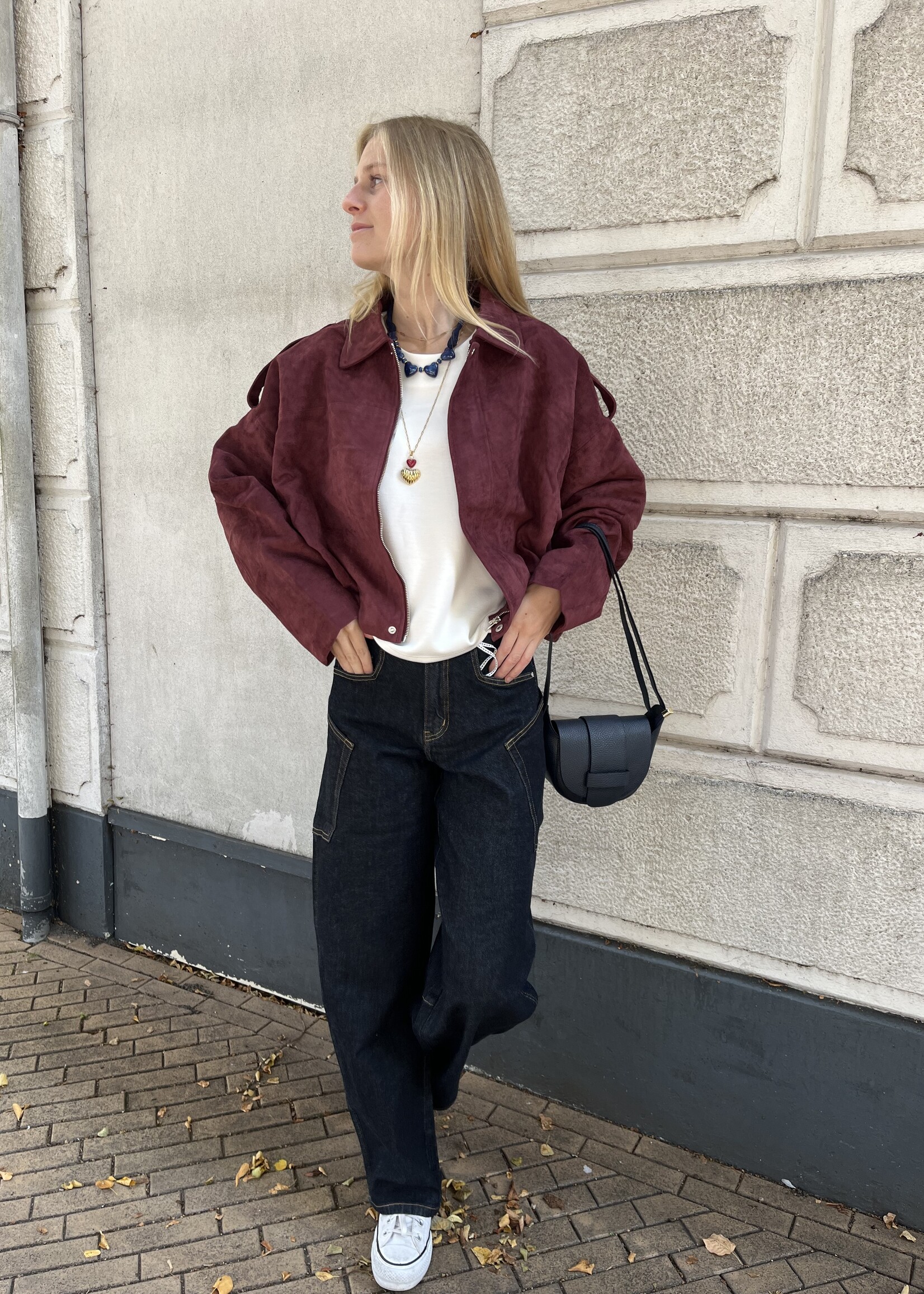 Flo Boutique Jasje Maartje Suede Look Bordeaux