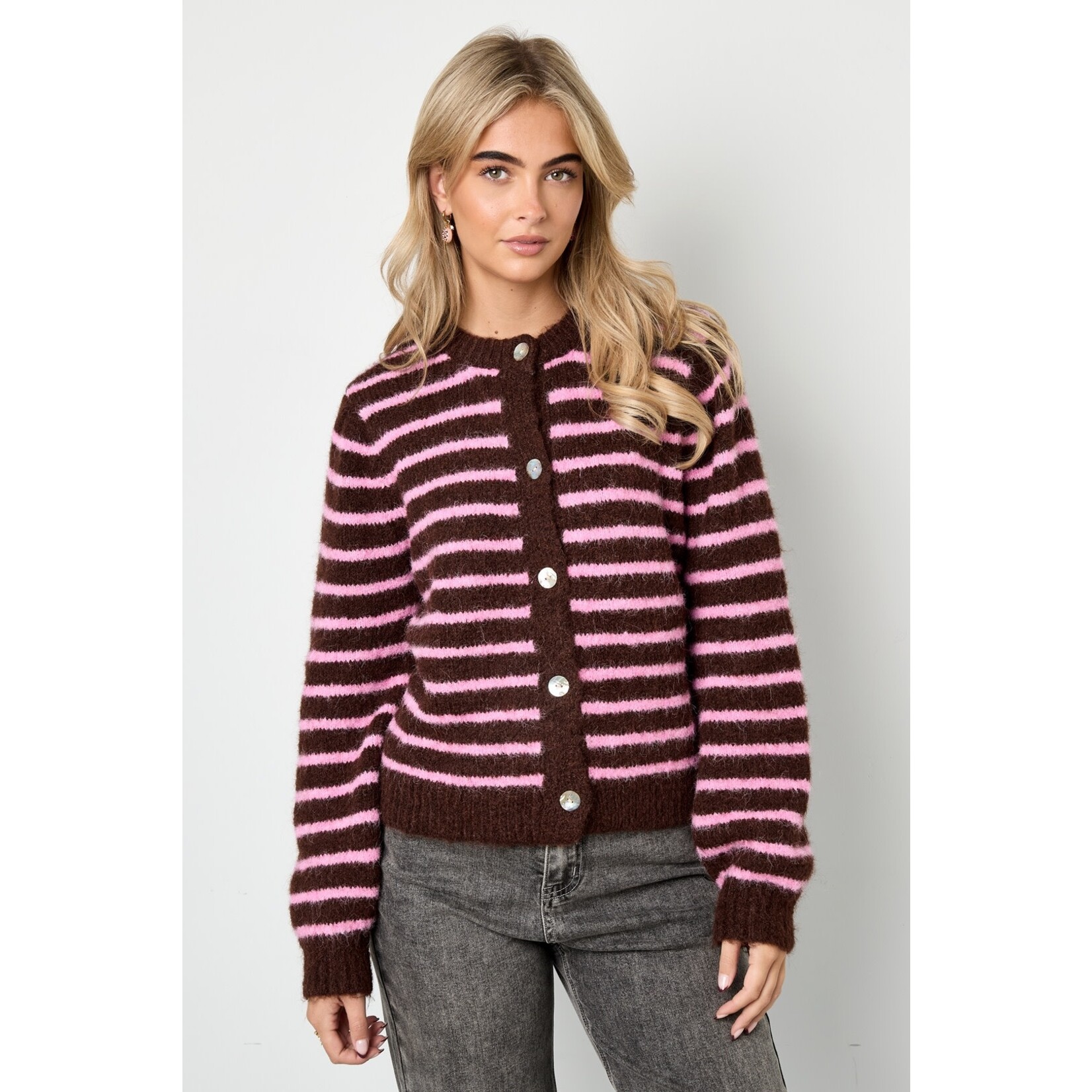 Flo Boutique Vestje Kiley Stripe brown/pink