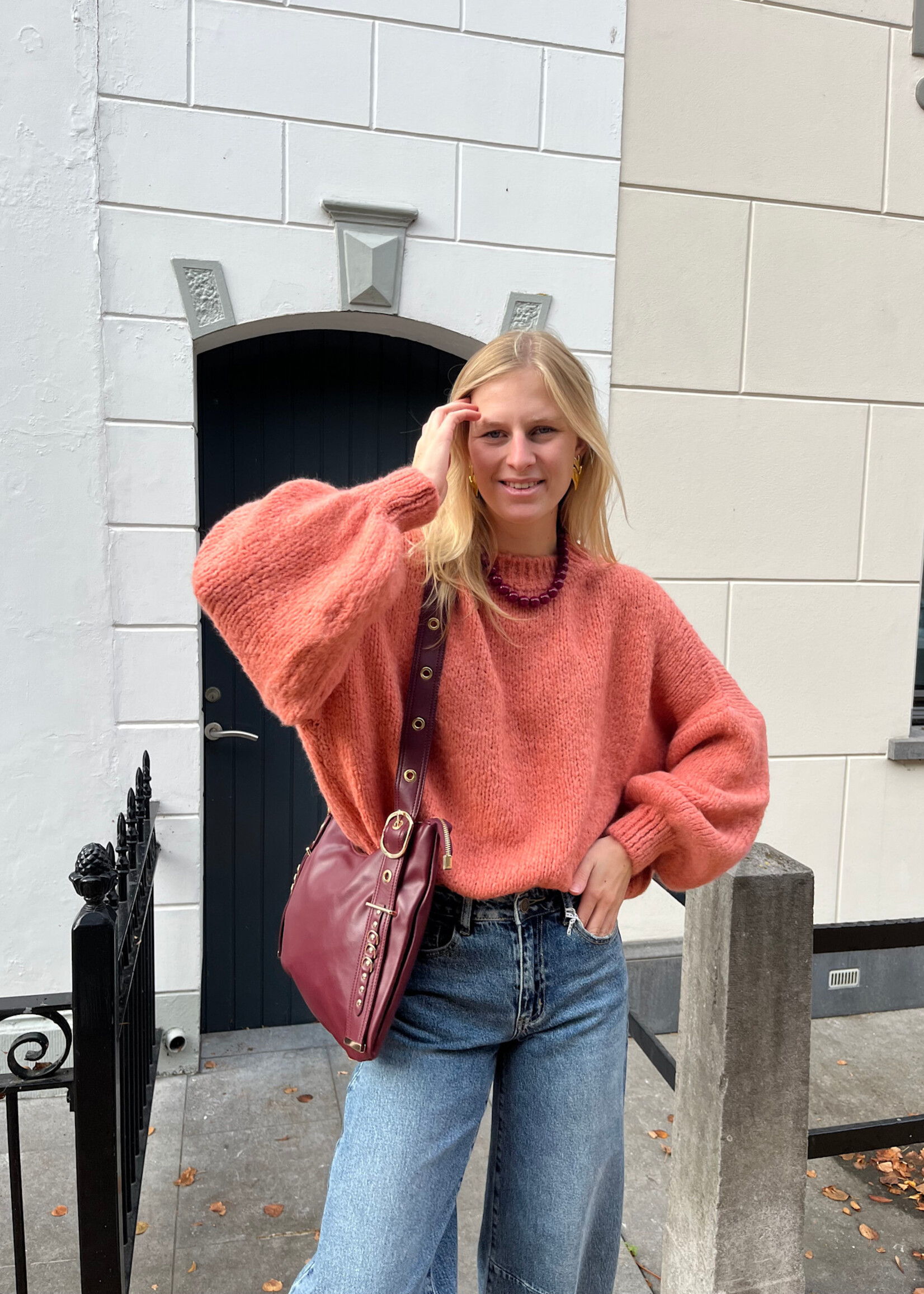 Flo Boutique Cosy trui Diede Zalm