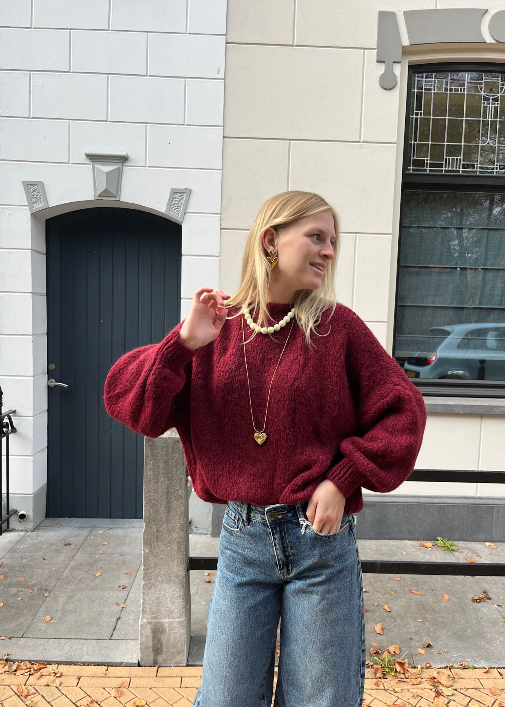 Flo Boutique Cosy trui Diede Bordeaux