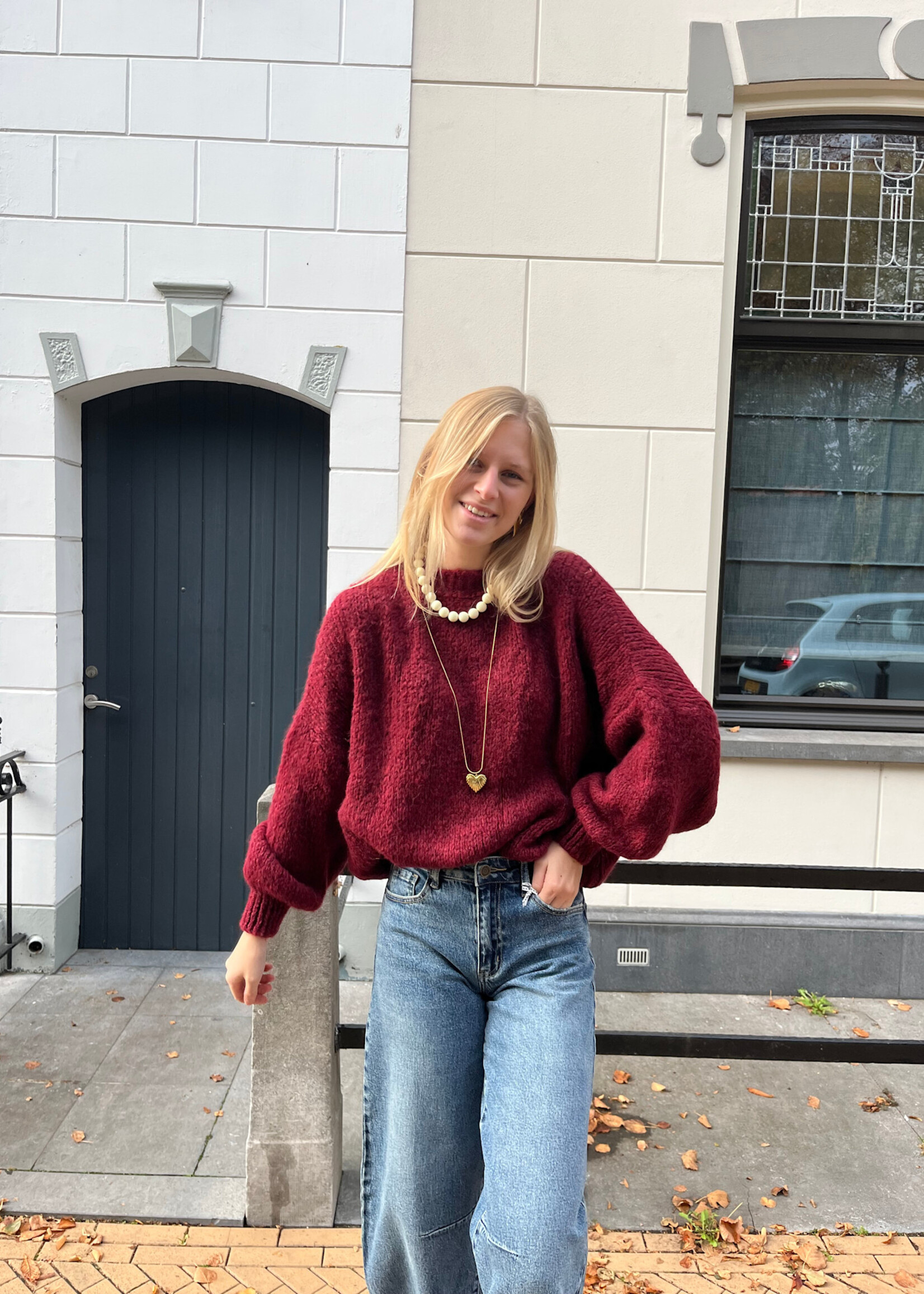 Flo Boutique Cosy trui Diede Bordeaux