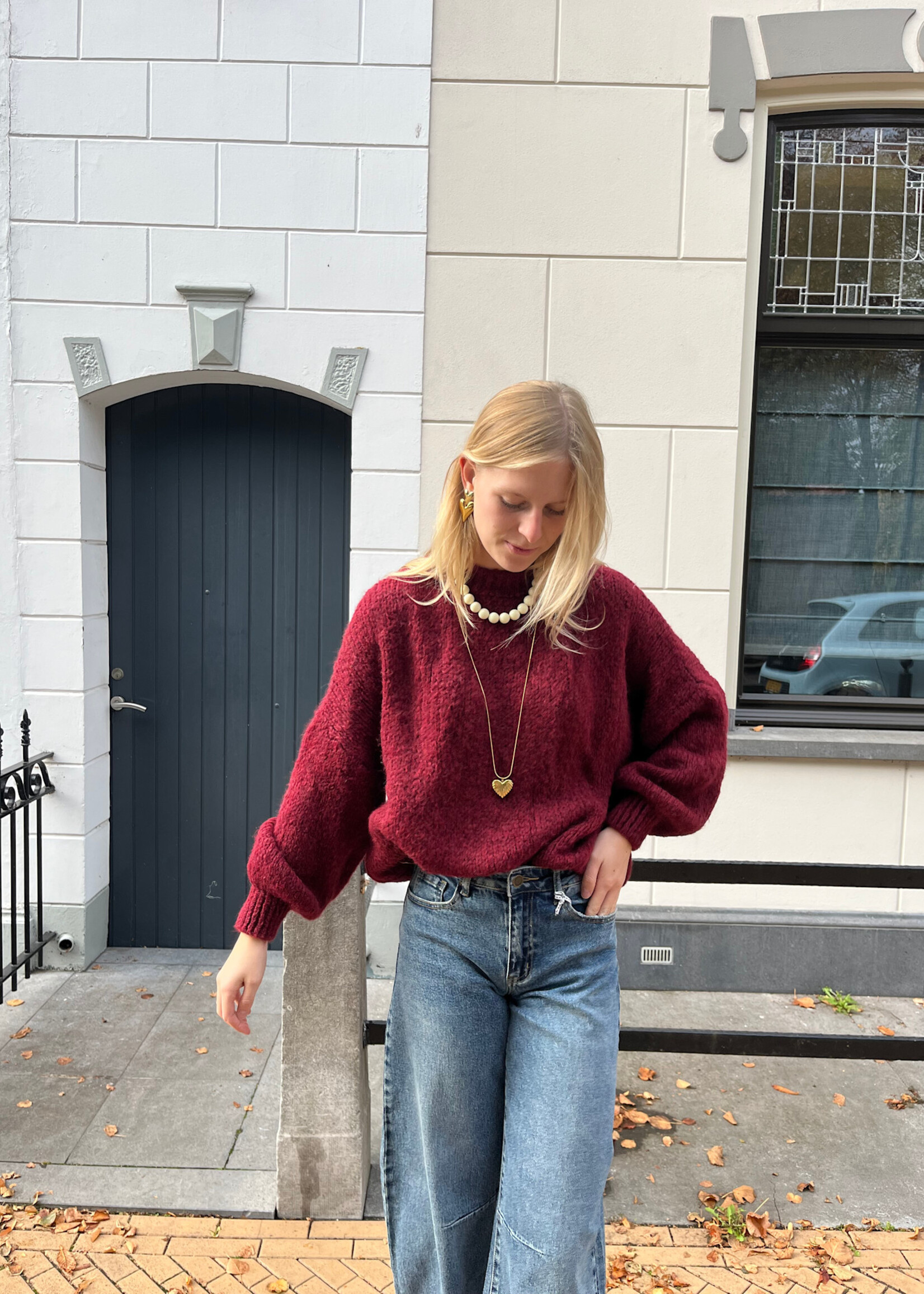 Flo Boutique Cosy trui Diede Bordeaux