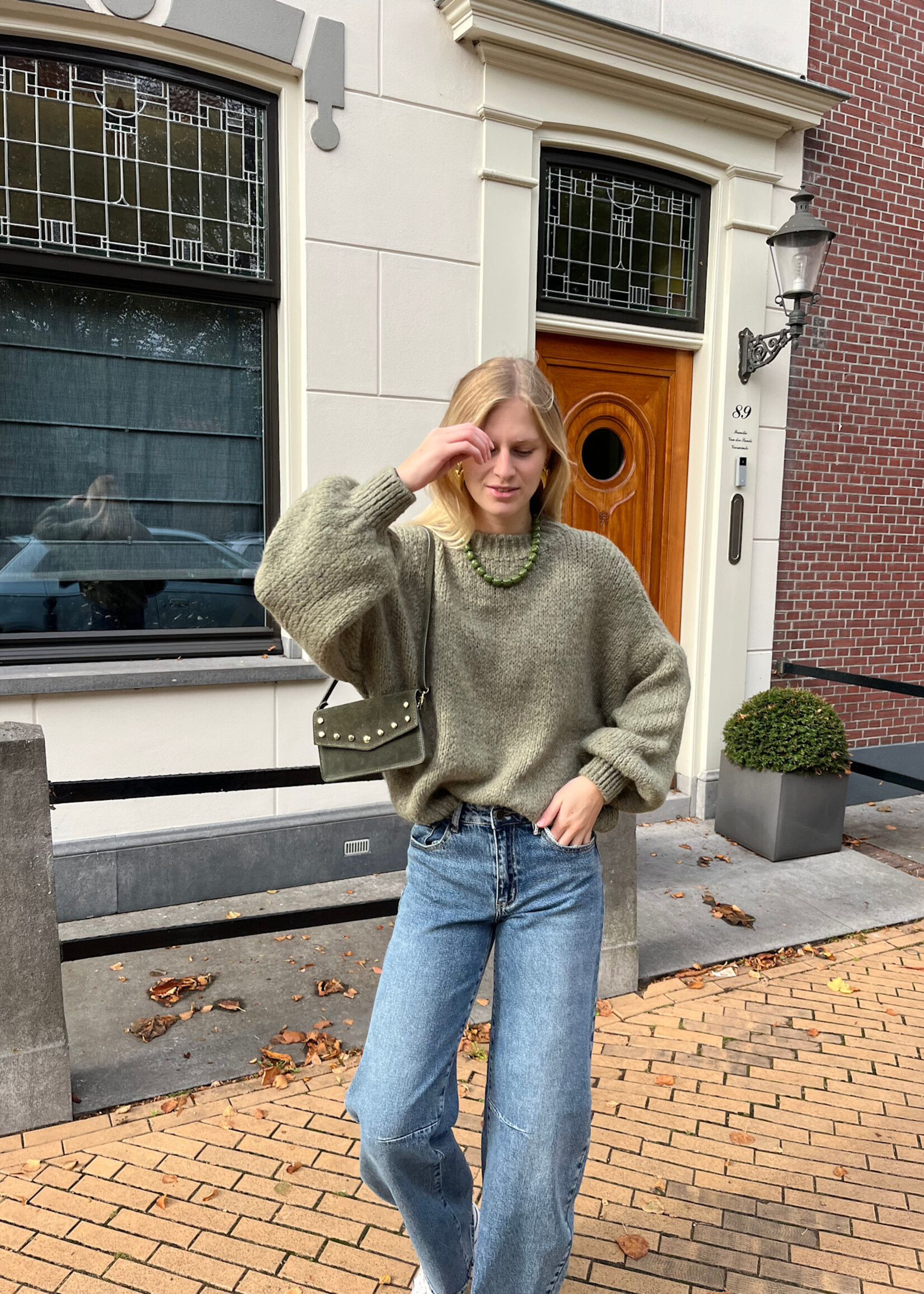 Flo Boutique Cosy trui Diede Light Olive