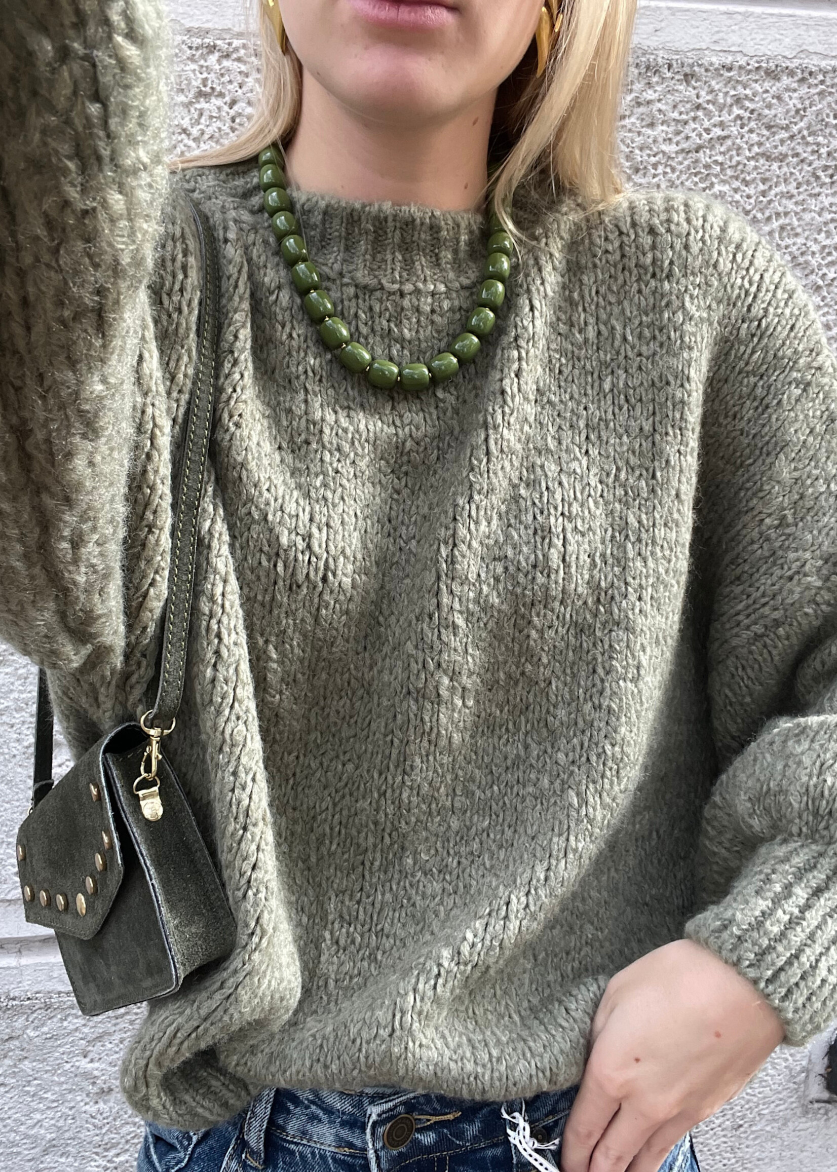 Flo Boutique Cosy trui Diede Light Olive
