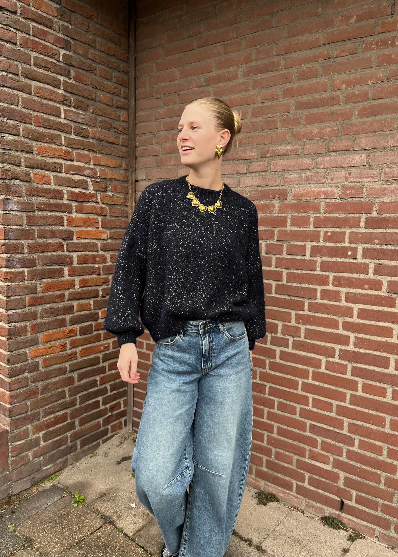 Flo Boutique Cosy trui Diede sparkle Navy