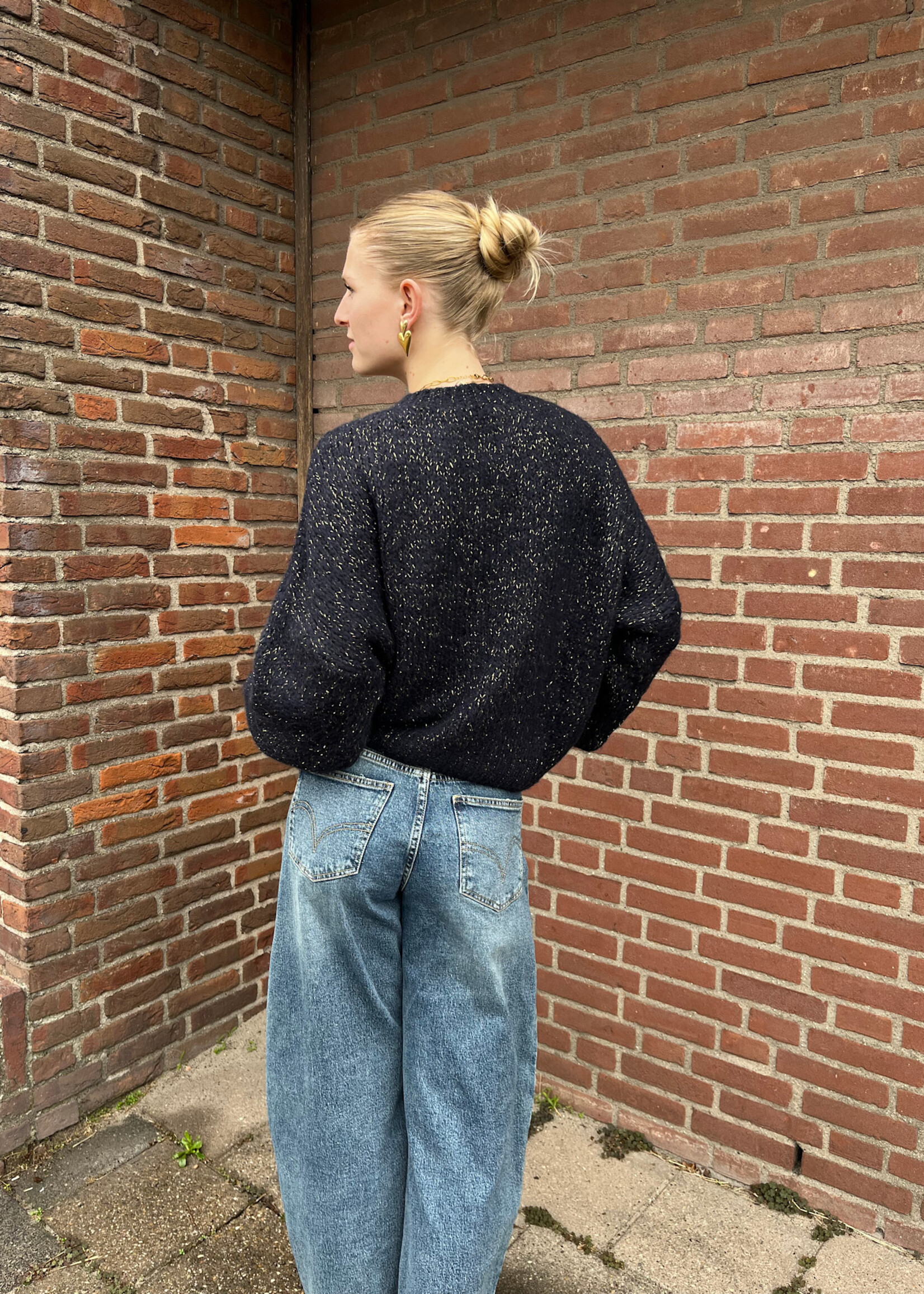 Flo Boutique Cosy trui Diede sparkle Navy