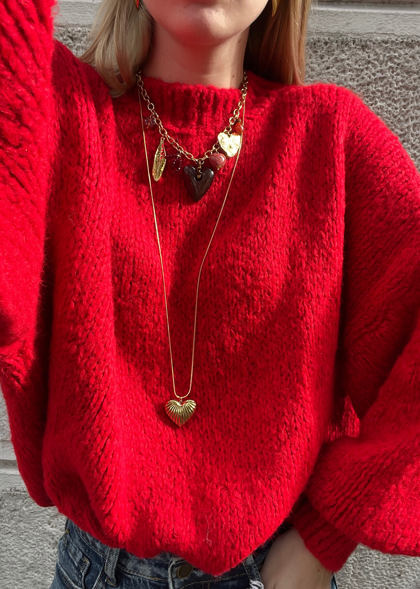 Flo Boutique Cosy trui Diede Red