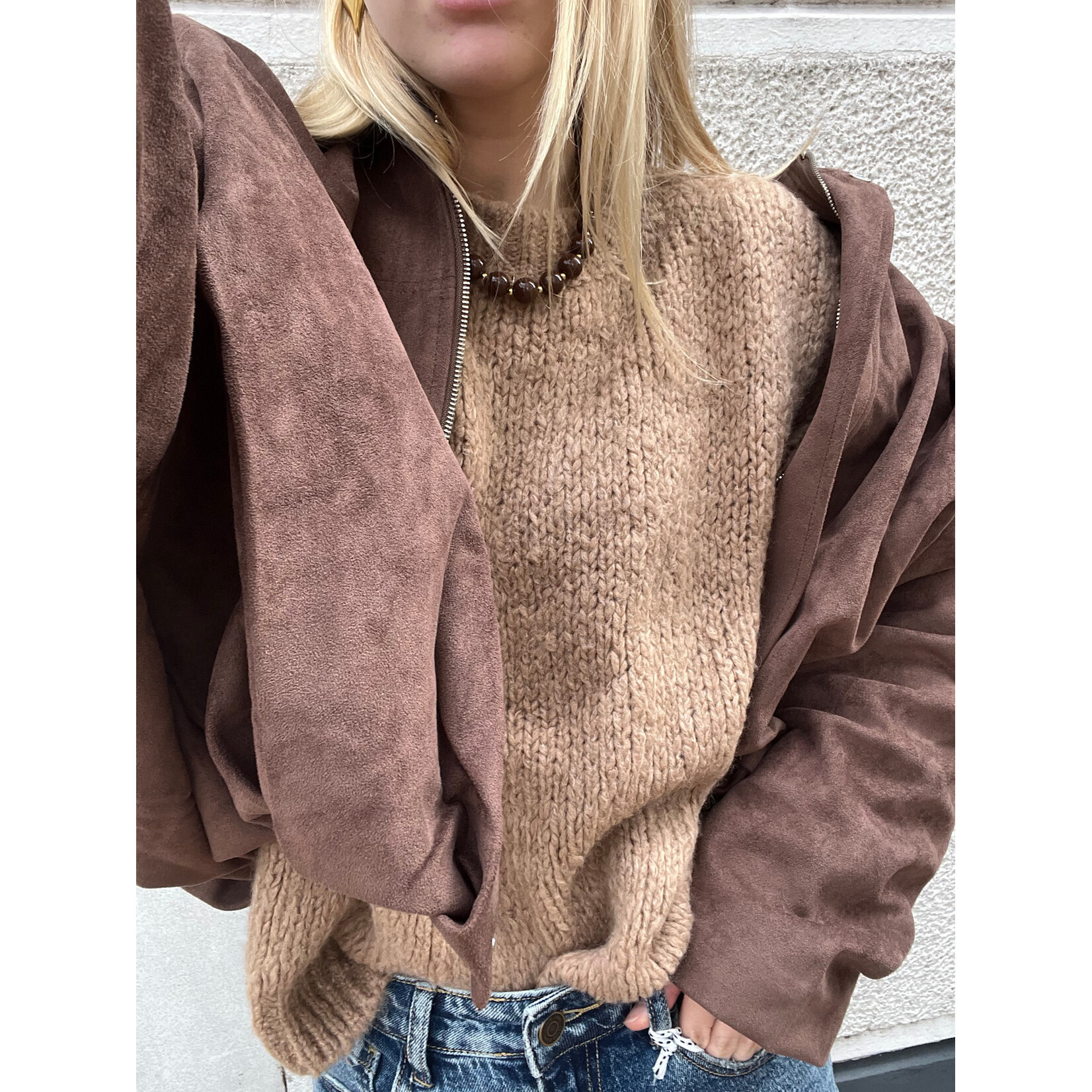 Flo Boutique Cosy trui Diede Camel