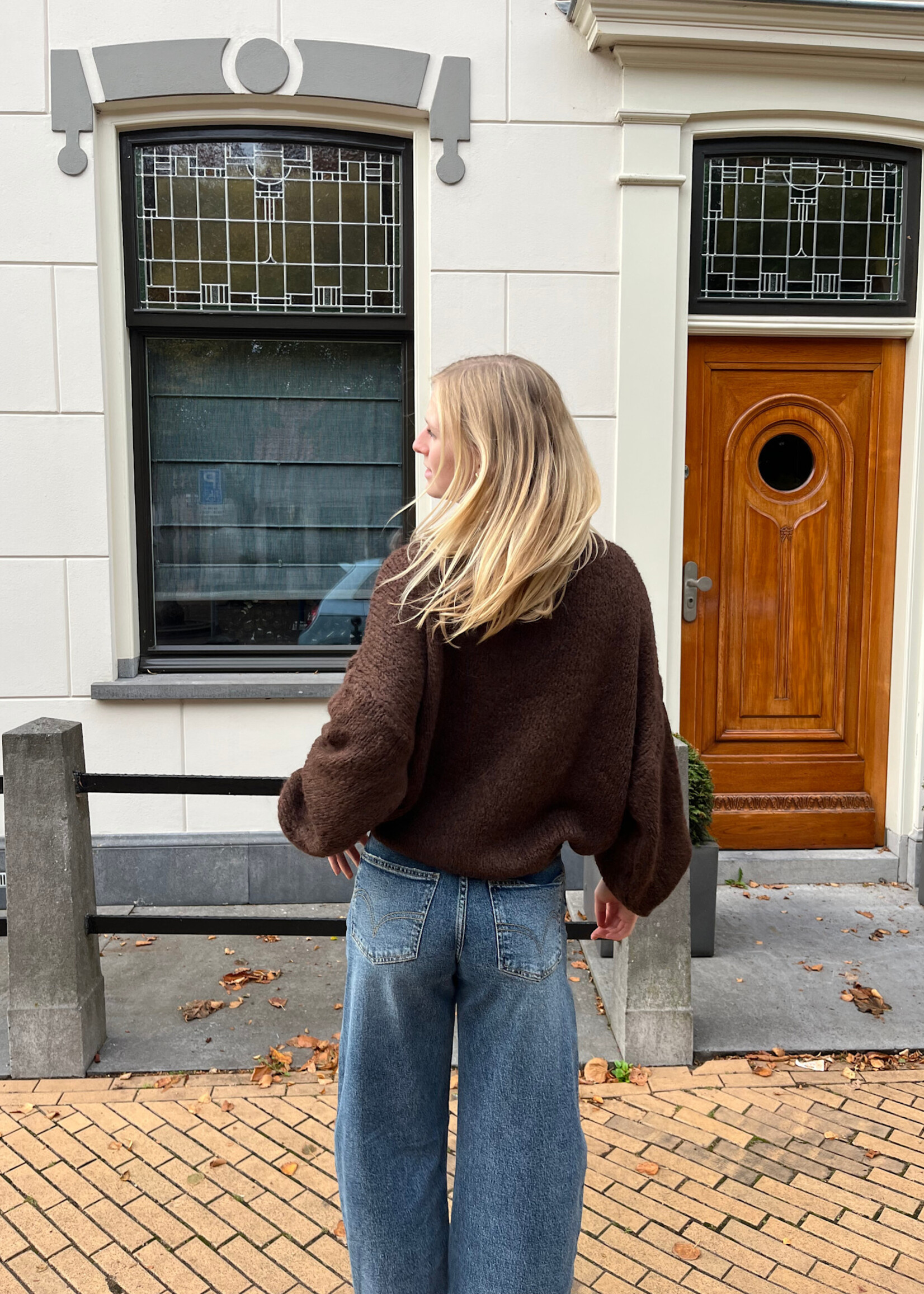 Flo Boutique Cosy trui Diede Dark Brown