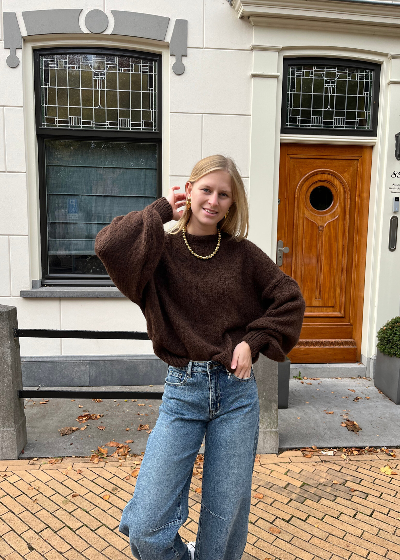 Flo Boutique Cosy trui Diede Dark Brown