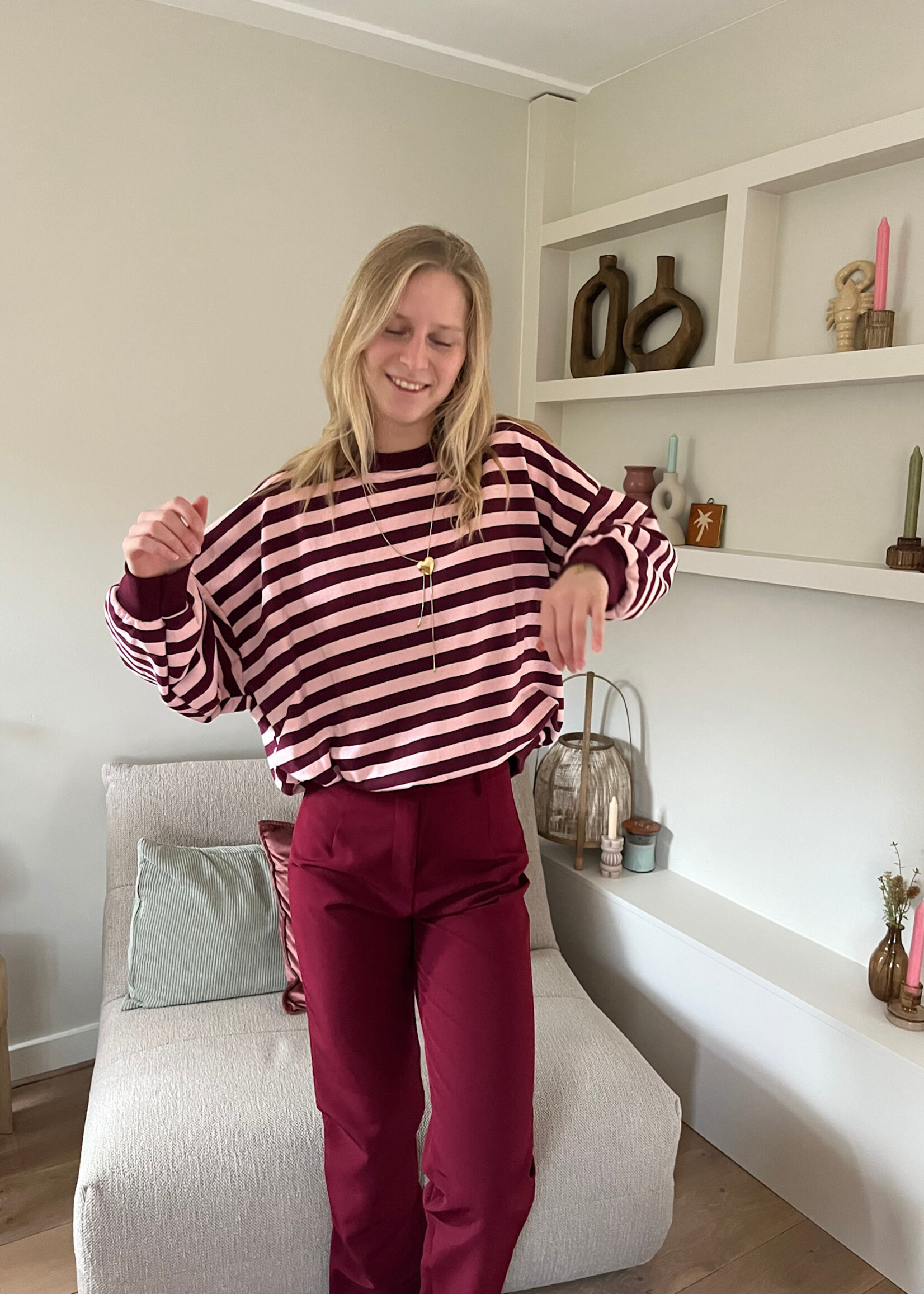 Flo Boutique Trui Loes Pink/Burgundy