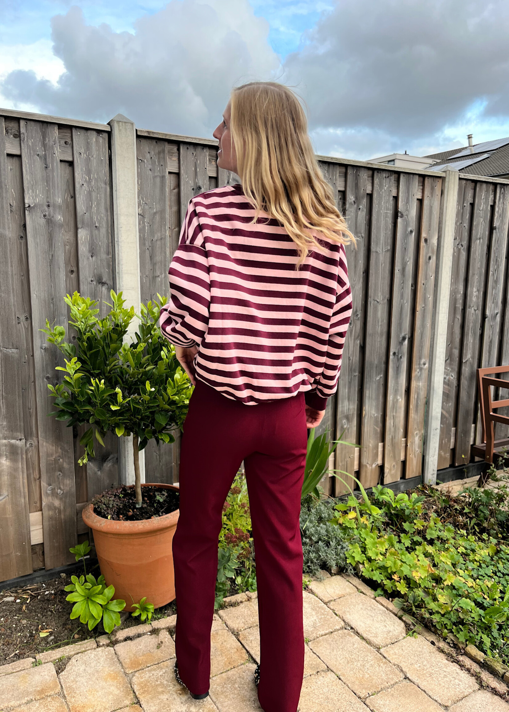 Flo Boutique Trui Loes Pink/Burgundy