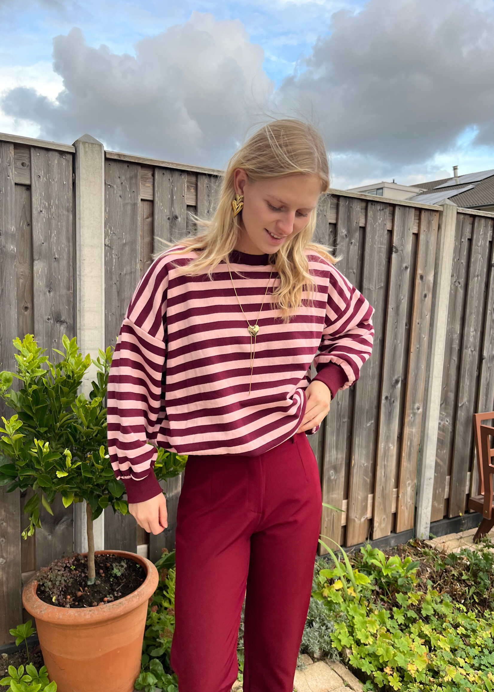 Flo Boutique Trui Loes Pink/Burgundy