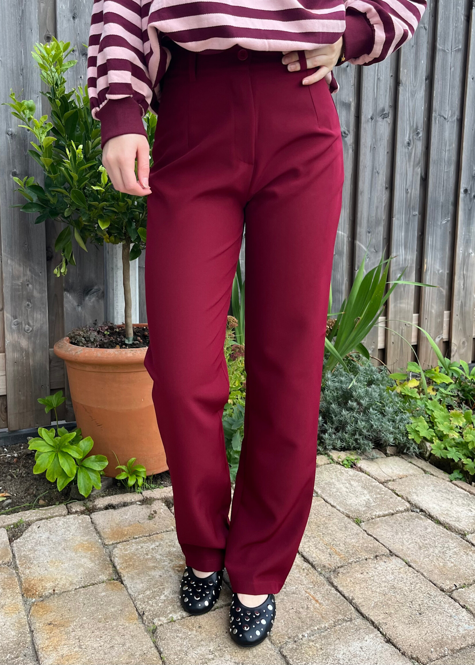 Flo Boutique Broek Mijntje Burgundy