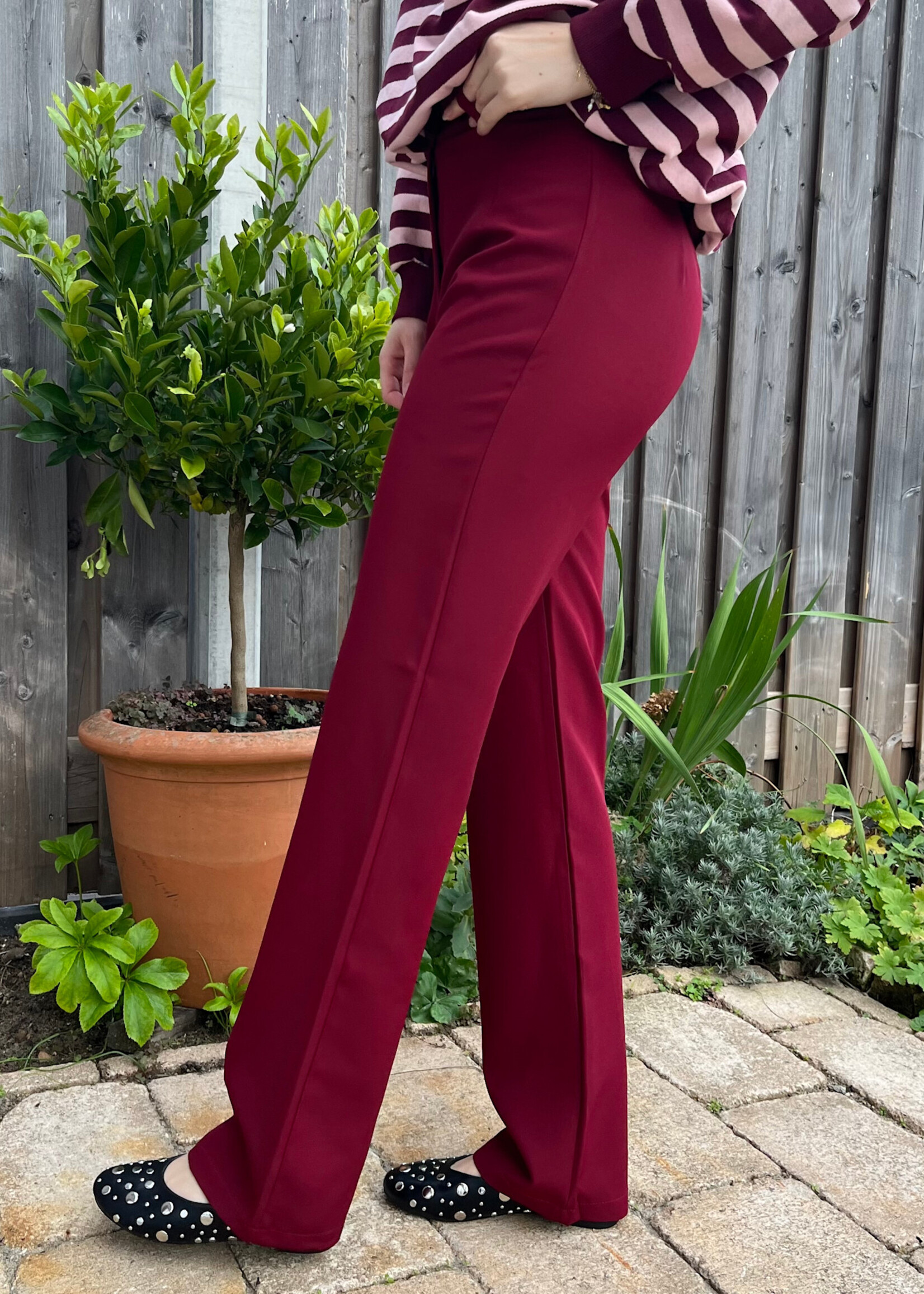 Flo Boutique Broek Mijntje Burgundy