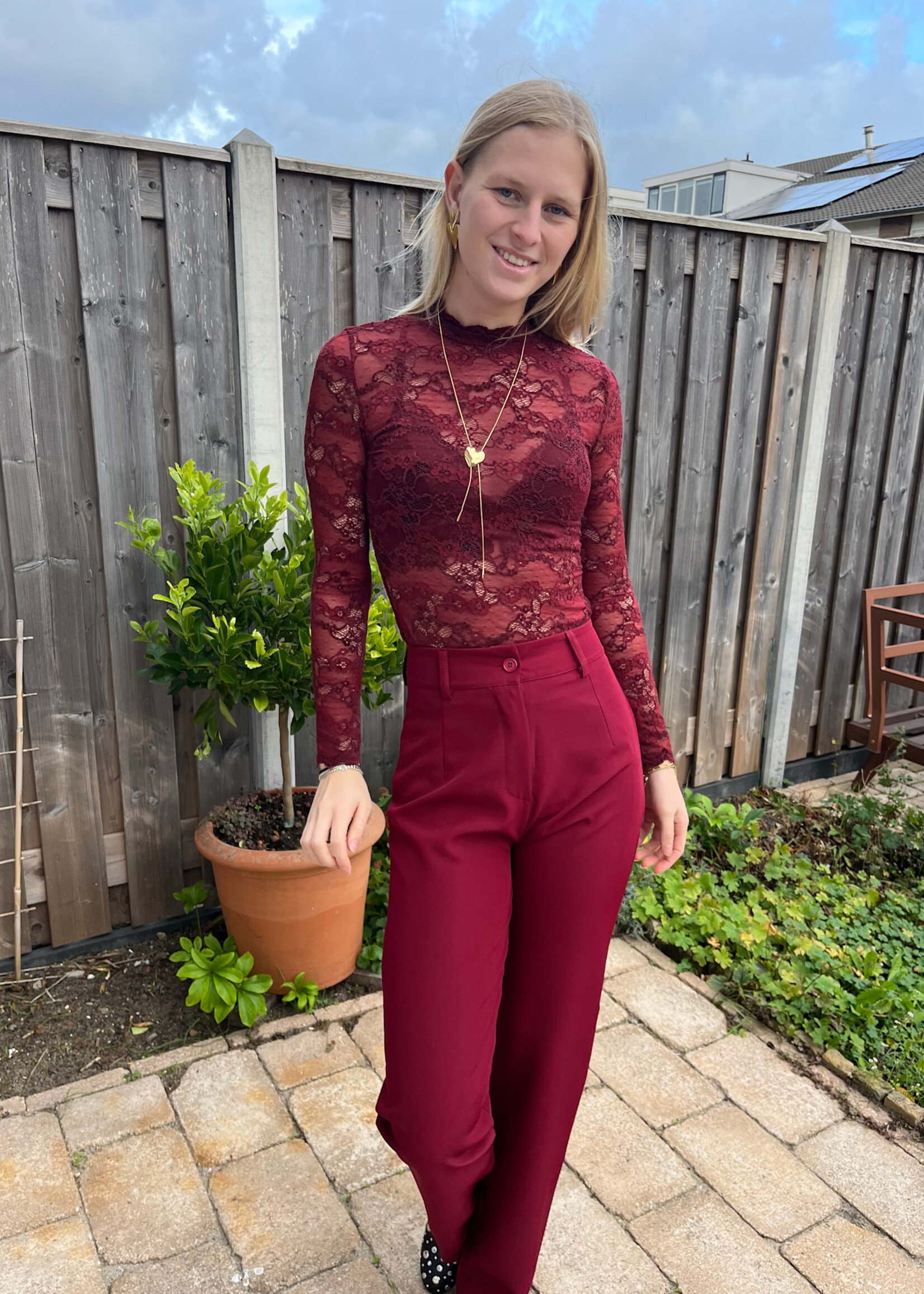 Flo Boutique Broek Mijntje Burgundy