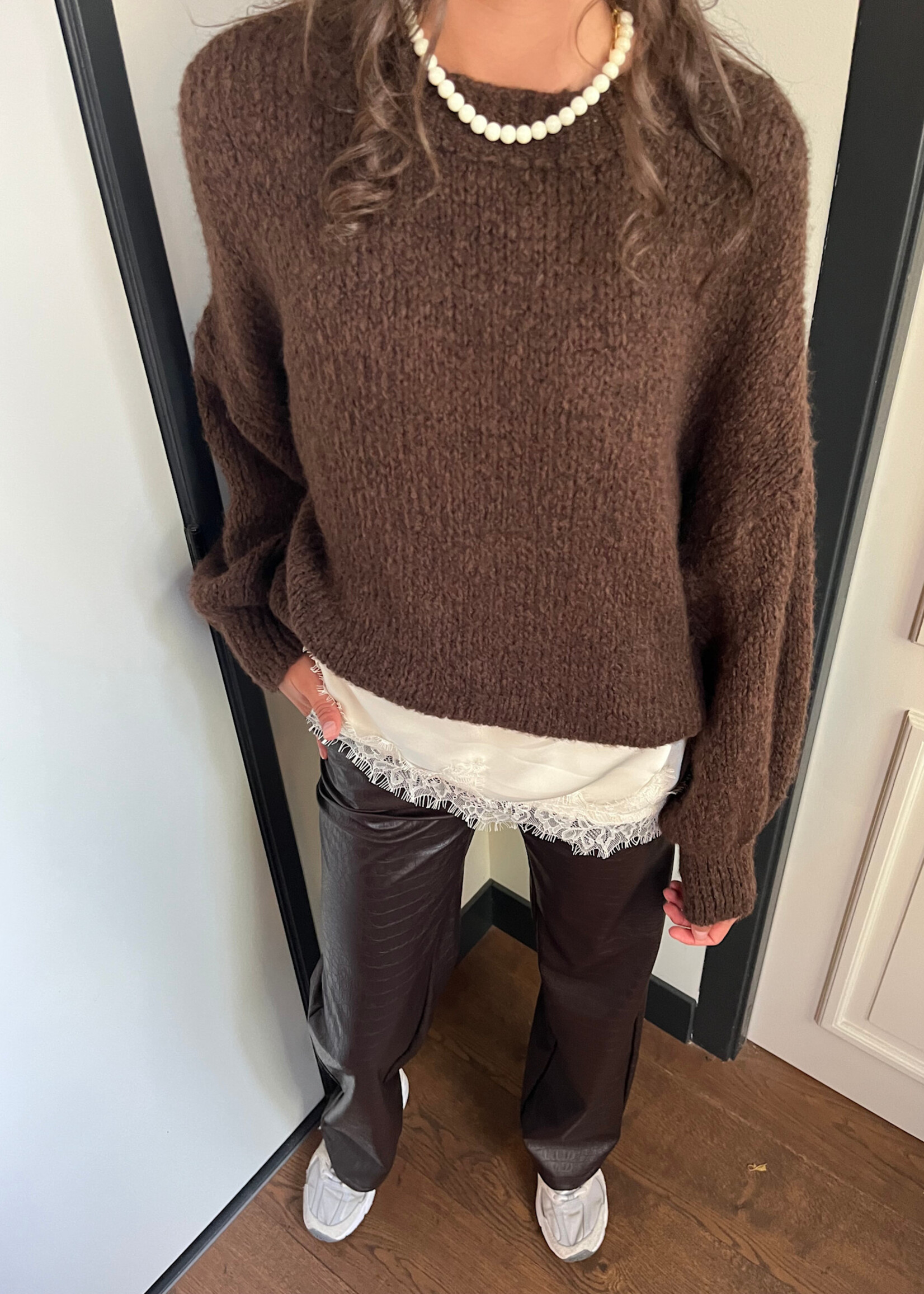 Flo Boutique PU Leren Broek Croco Brown