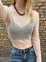 Flo Boutique Mesh top Dots Beige