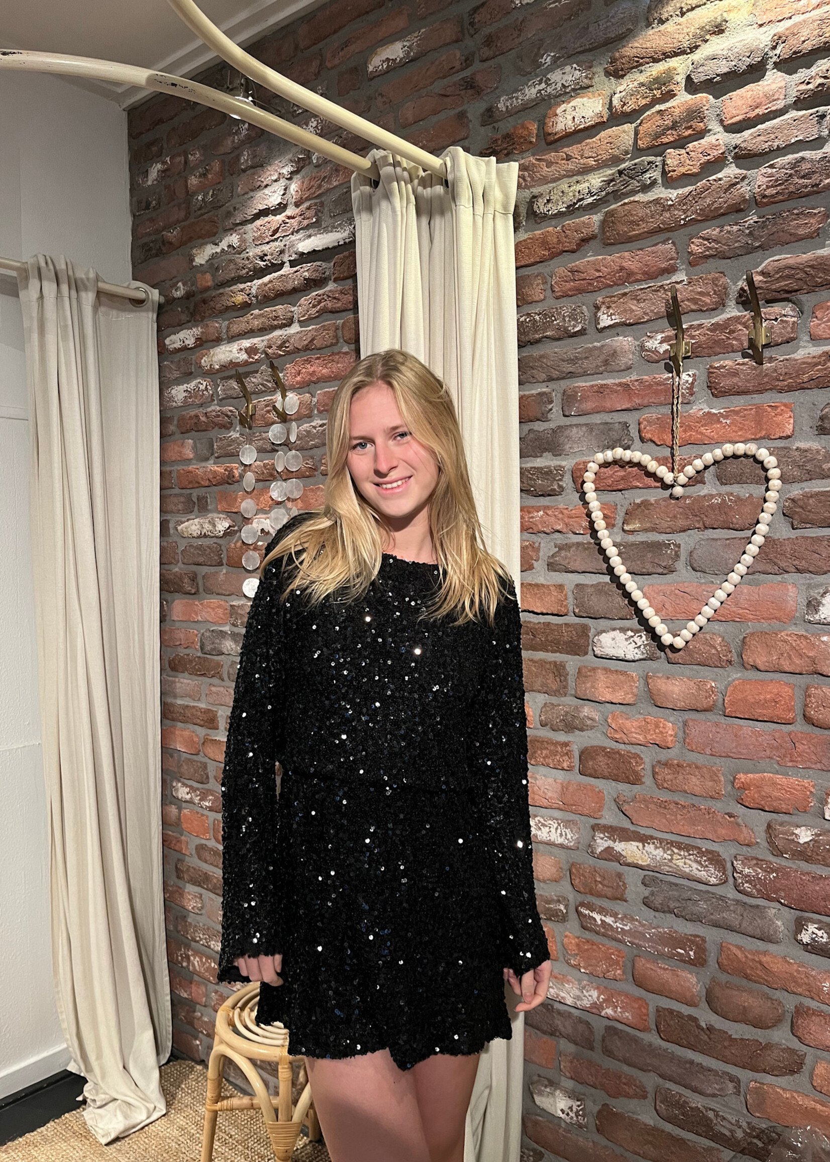 Flo Boutique Jurk Marthe pailletten Black