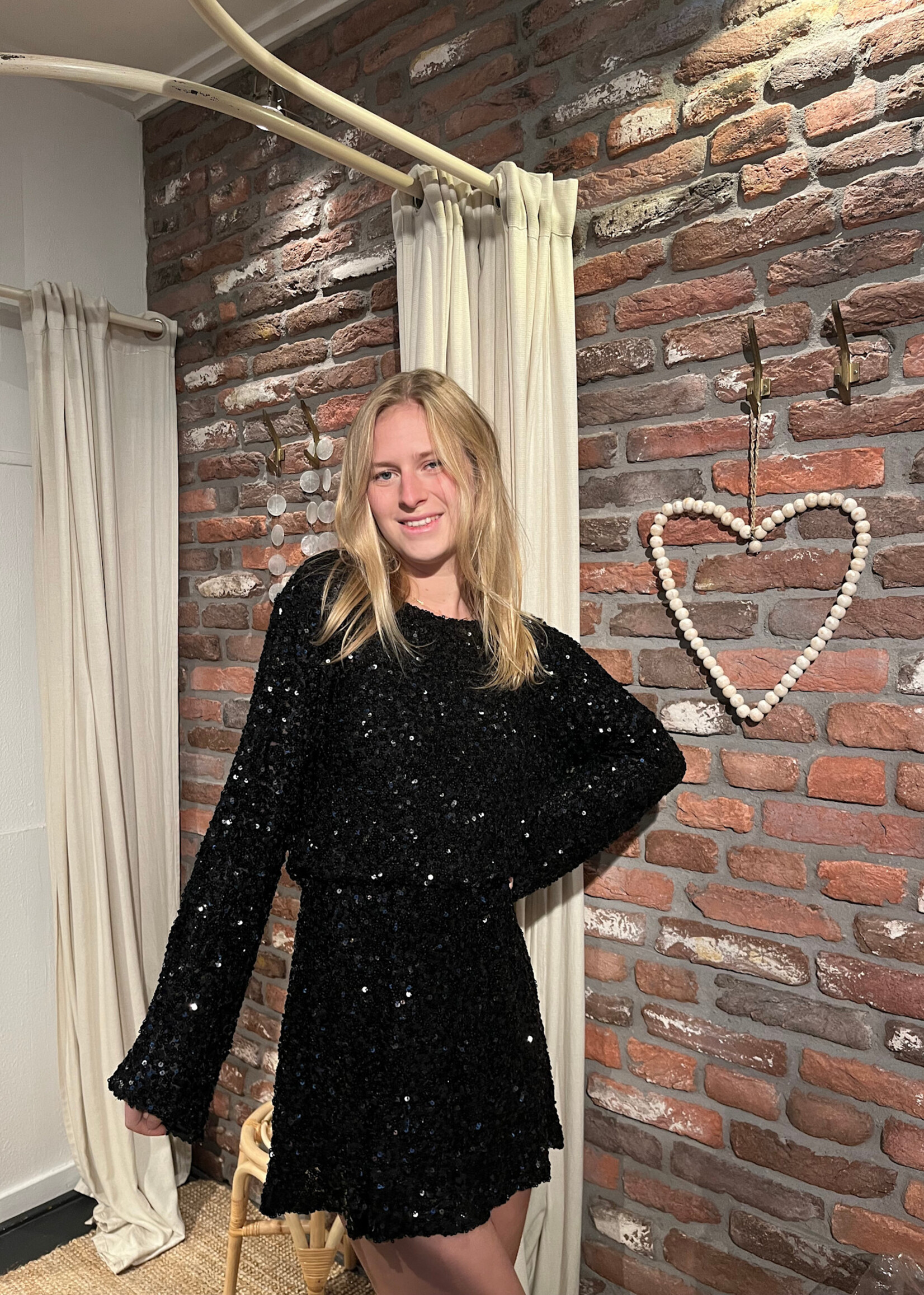 Flo Boutique Jurk Marthe pailletten Black