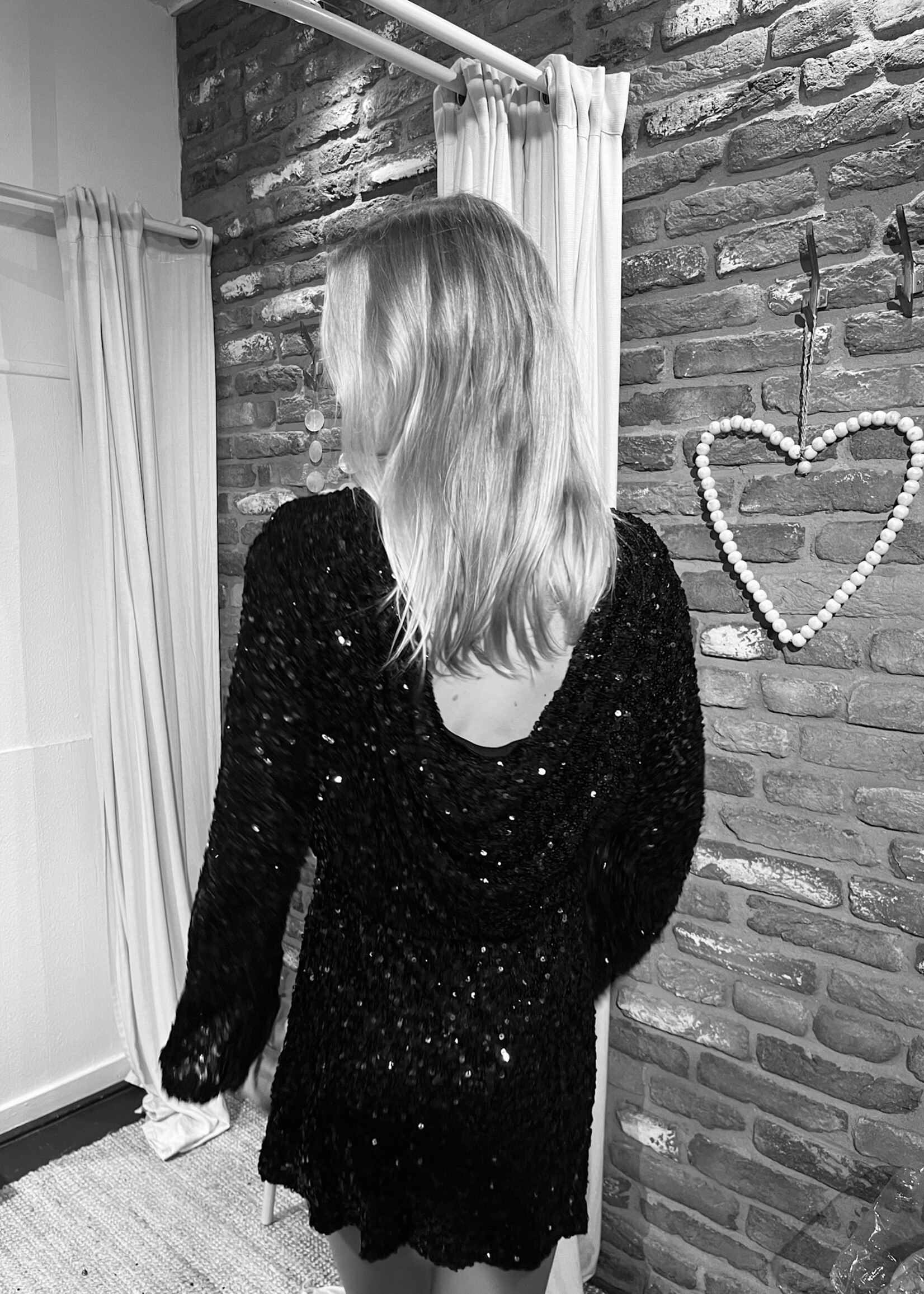 Flo Boutique Jurk Marthe pailletten Black