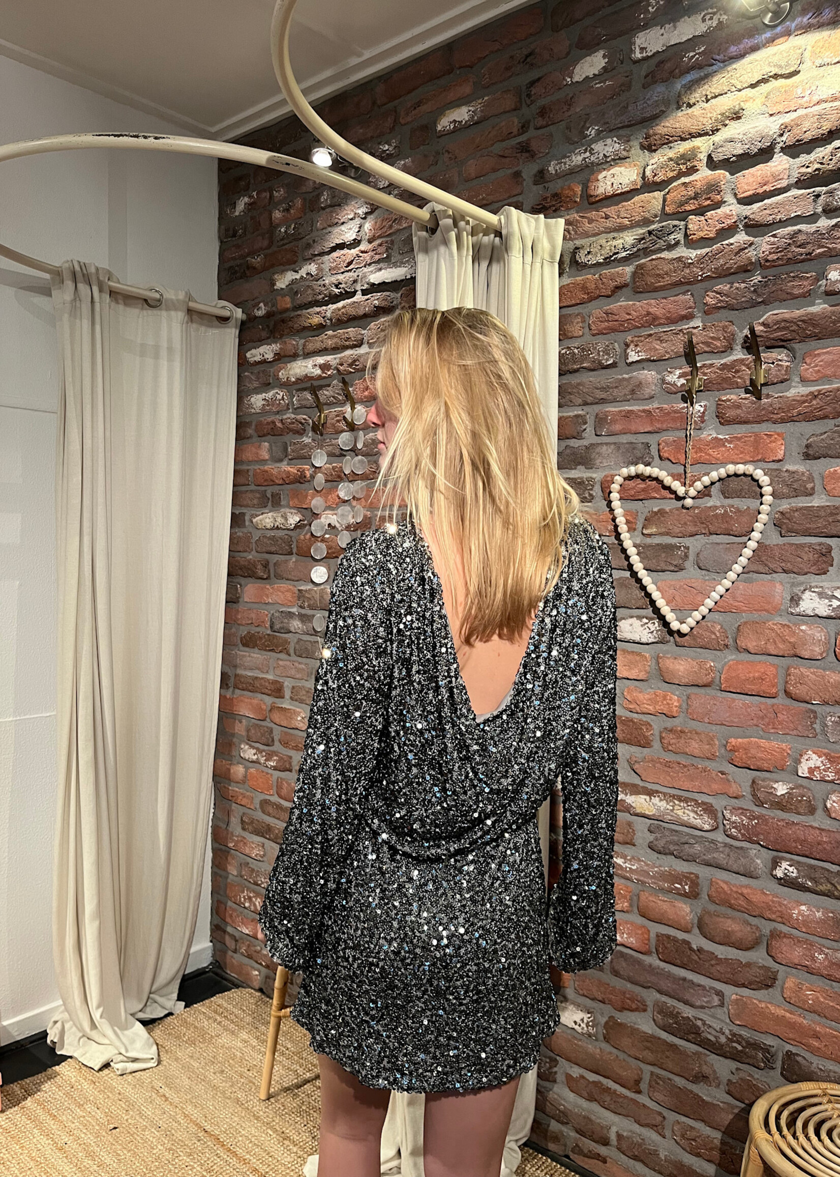 Flo Boutique Jurk Marthe pailletten Green