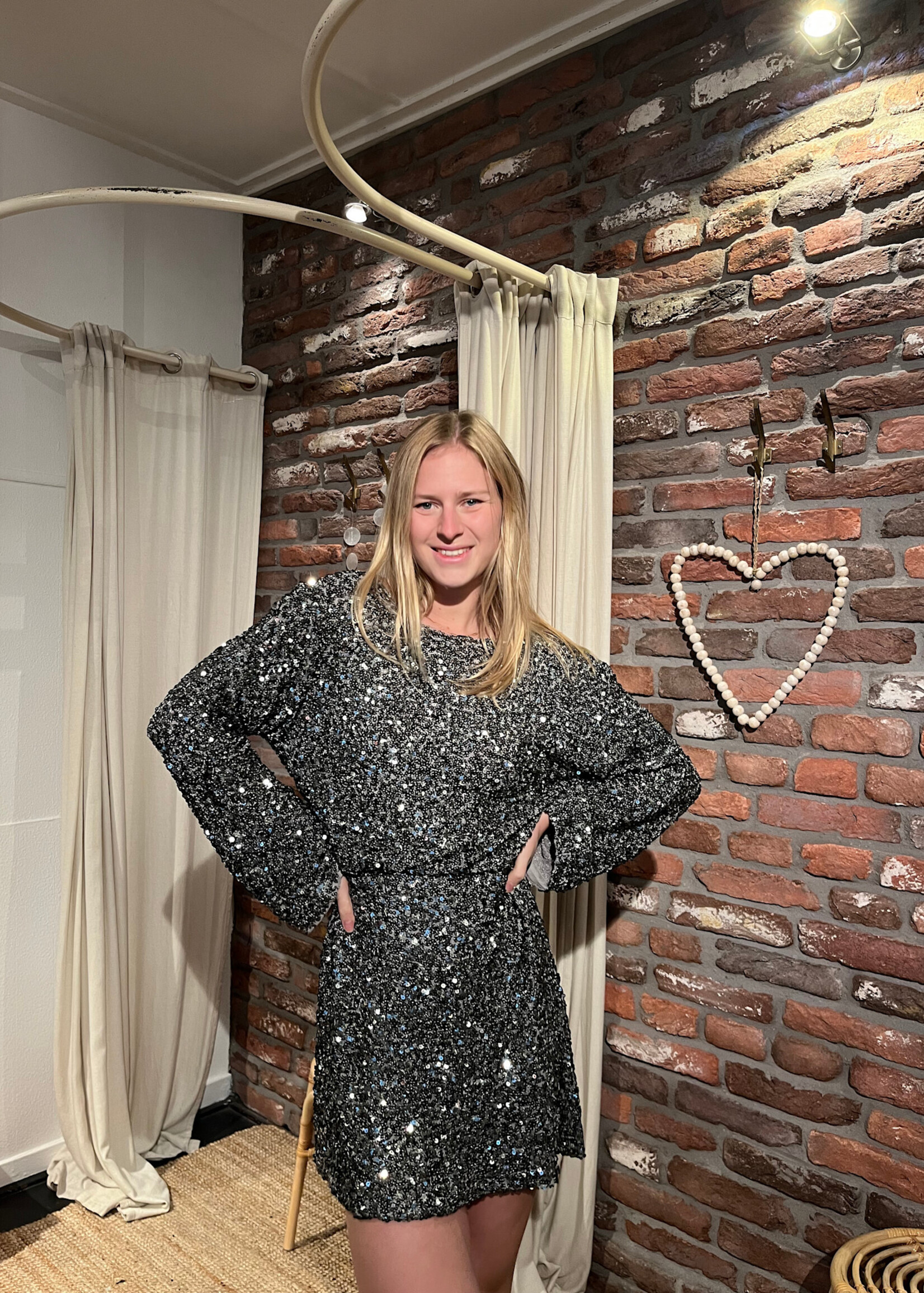 Flo Boutique Jurk Marthe pailletten Green