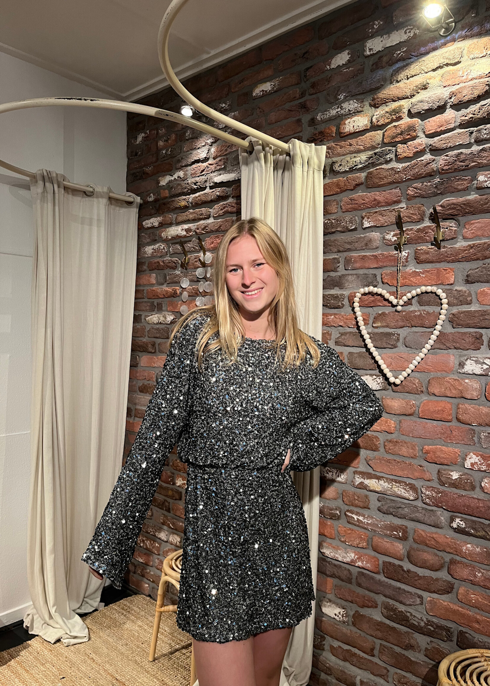 Flo Boutique Jurk Marthe pailletten Green