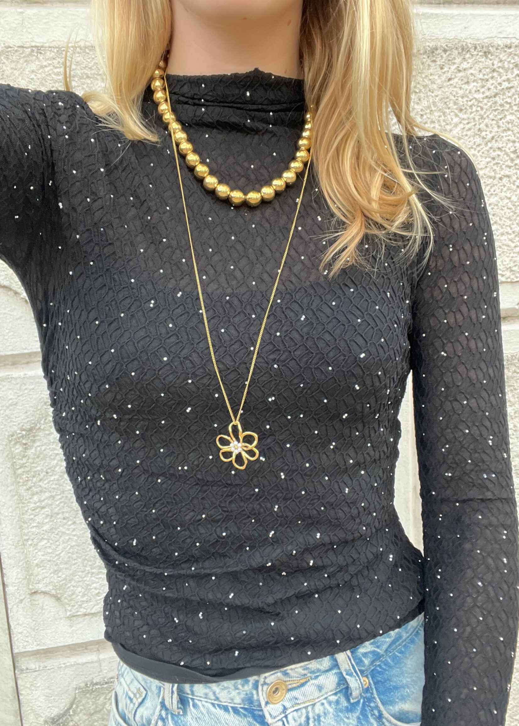 Flo Boutique Top sparkle Liz Black