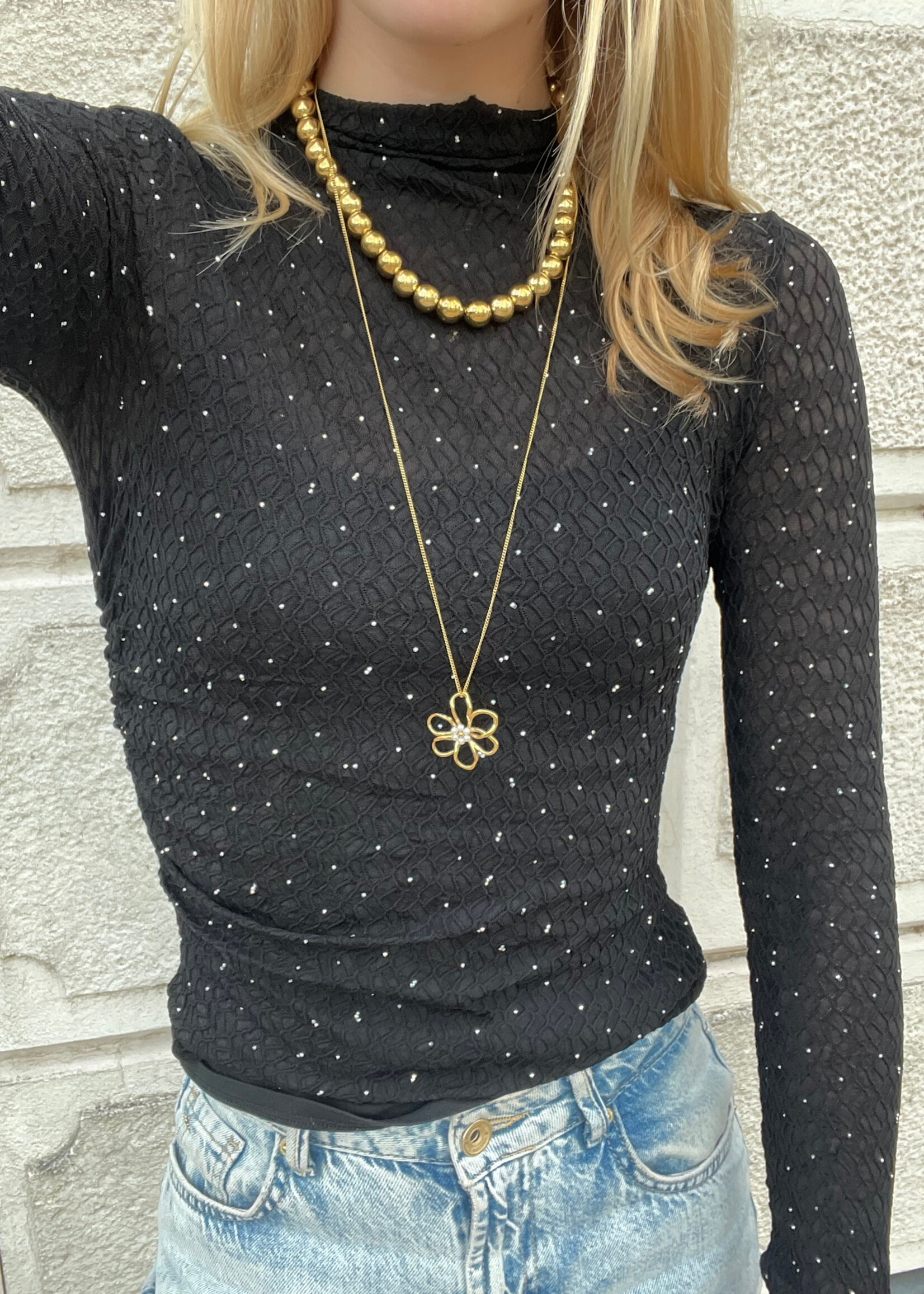 Flo Boutique Top sparkle Liz Black