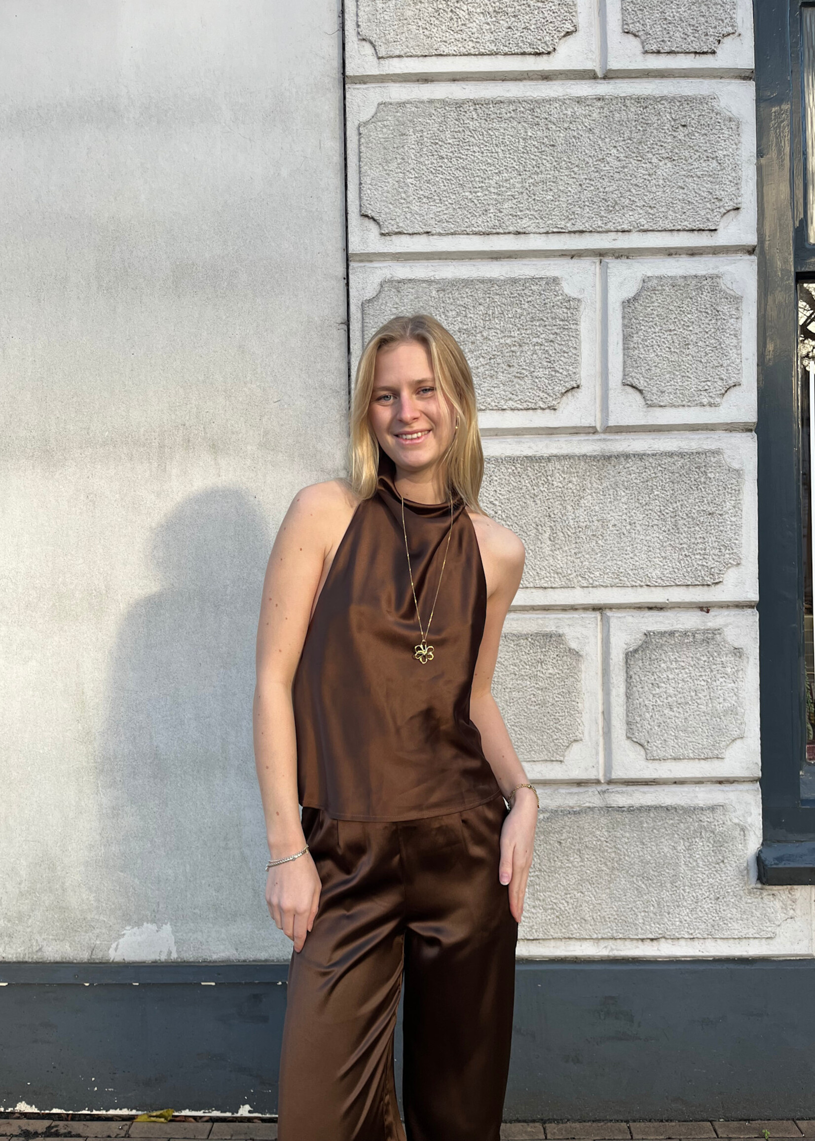 Flo Boutique Satijnen Pantalon Filou Brown