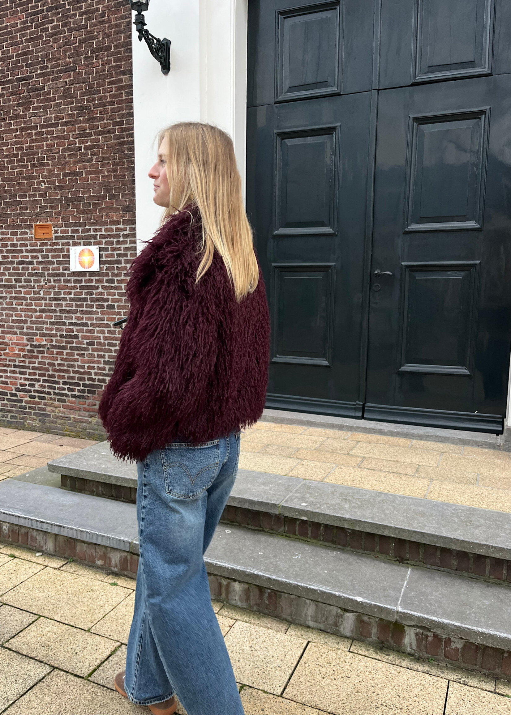 Flo Boutique Faux Fur Jas Marit Bordeaux