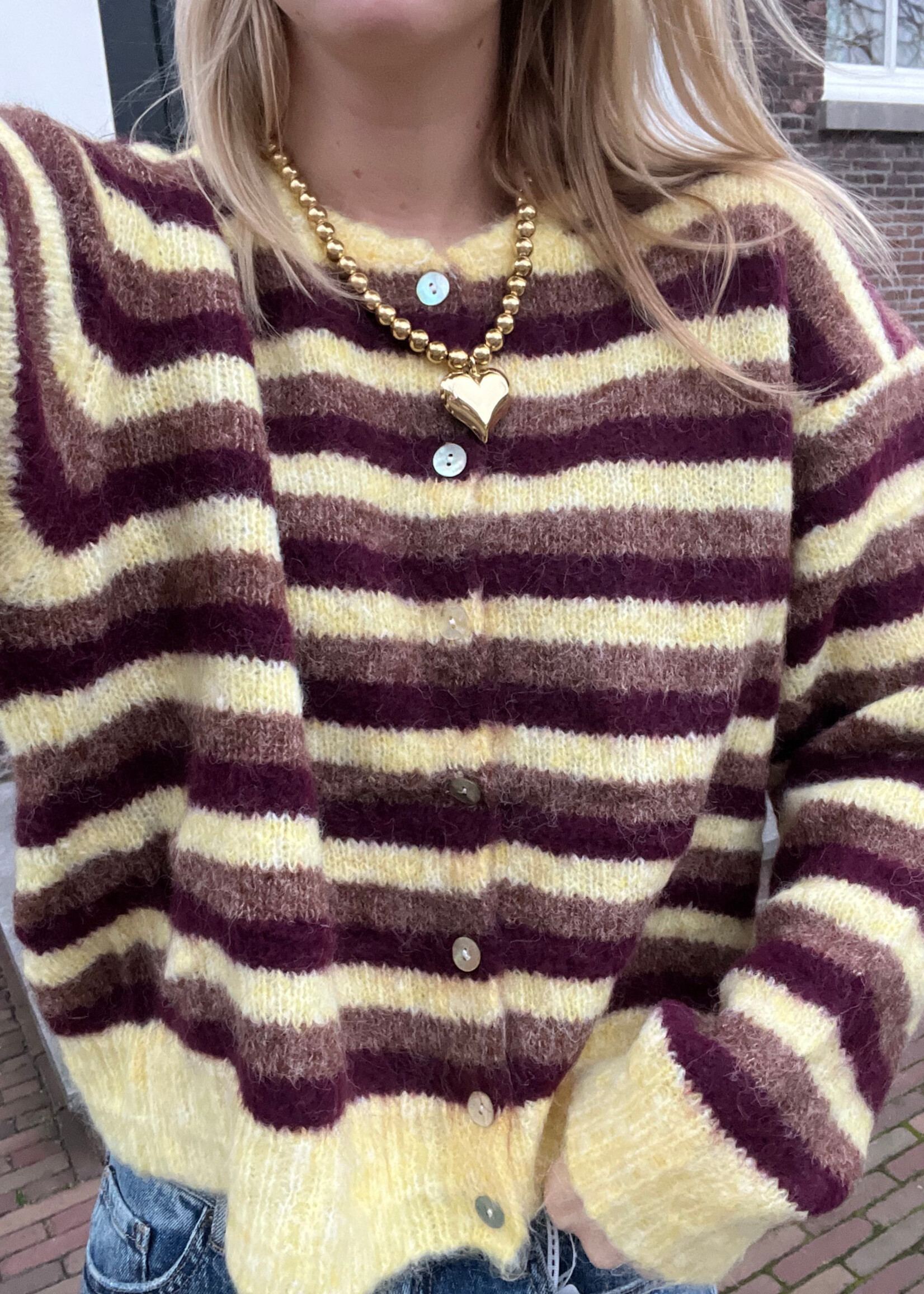 Flo Boutique Vest Viv Geel/Bordeaux