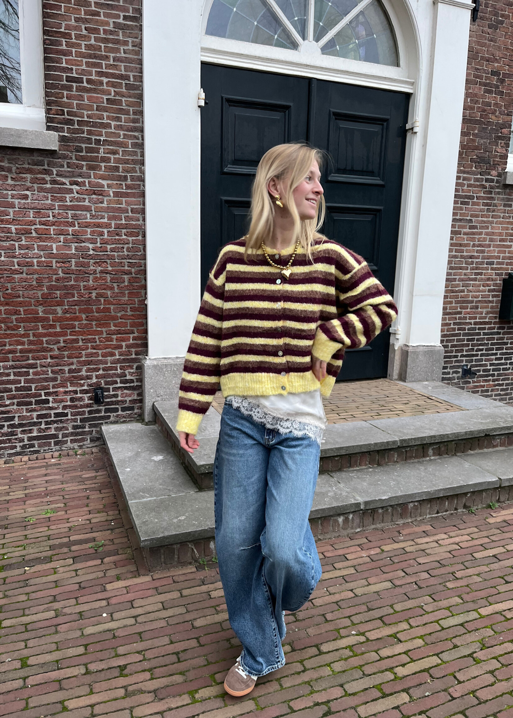 Flo Boutique Vest Viv Geel/Bordeaux