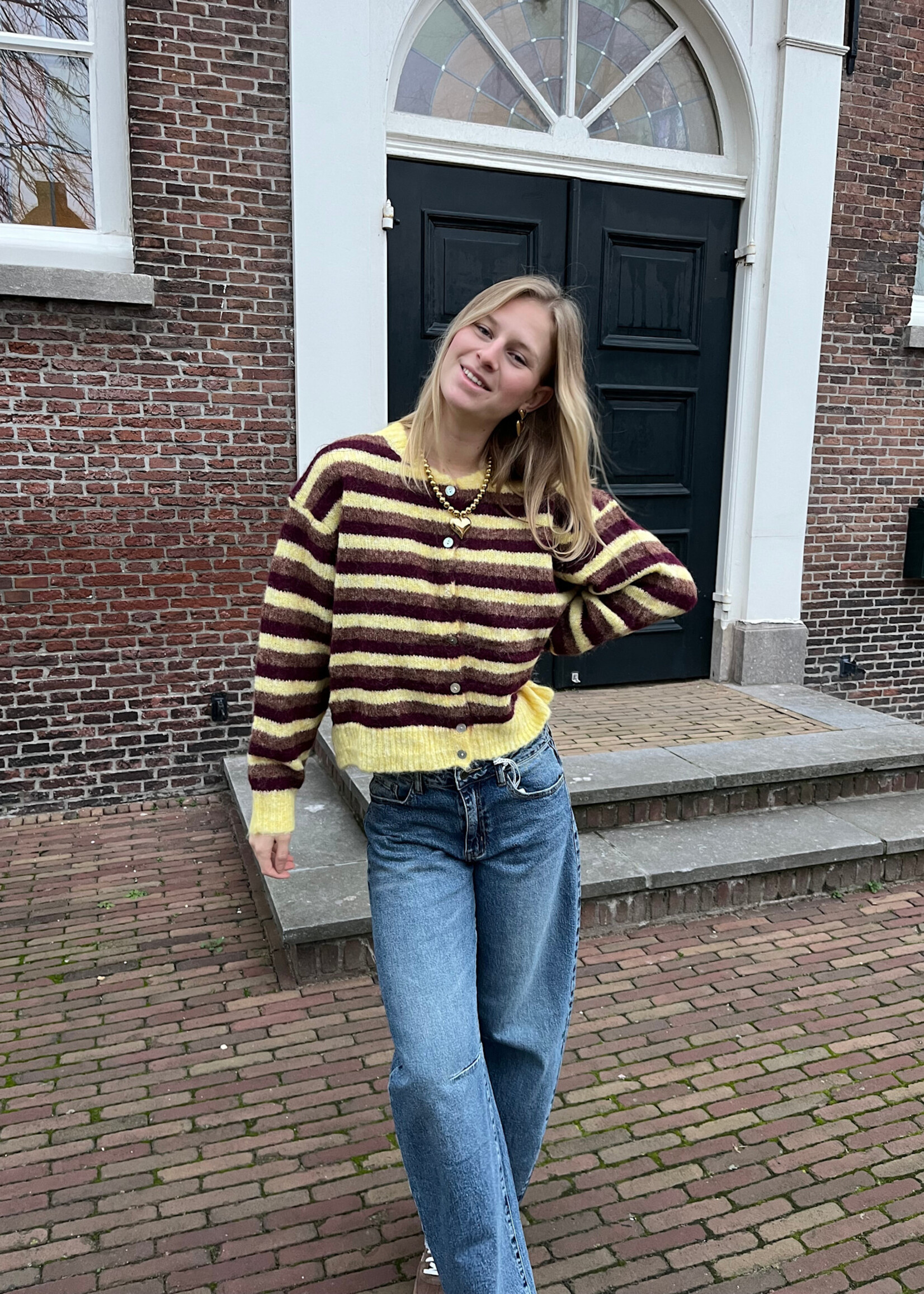 Flo Boutique Vest Viv Geel/Bordeaux