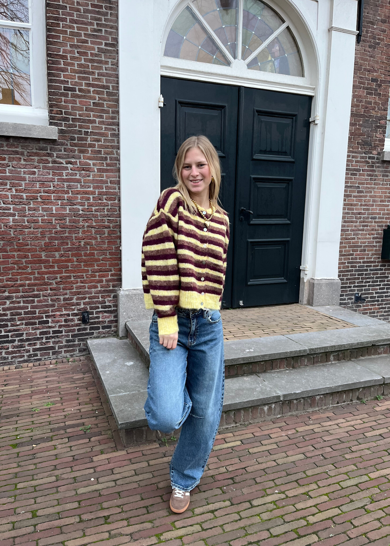 Flo Boutique Vest Viv Geel/Bordeaux