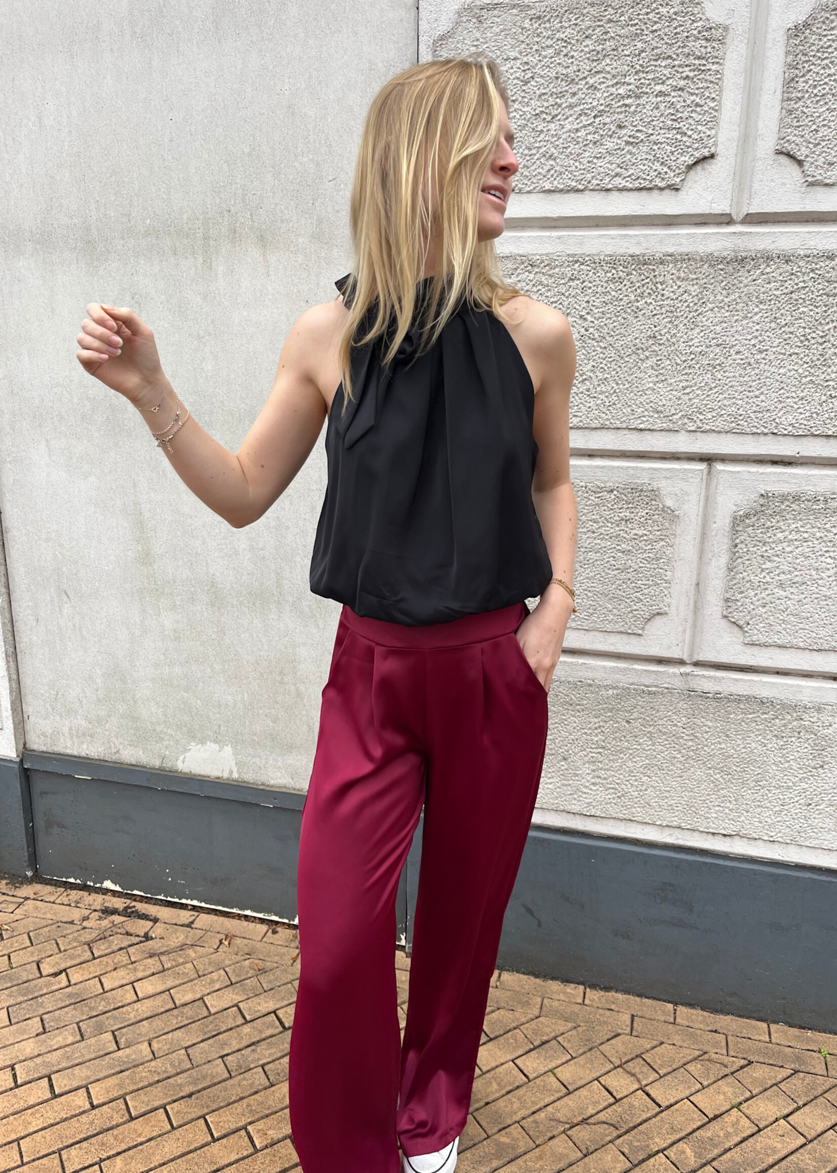 Flo Boutique Satijnen Broek Milou Bordeaux