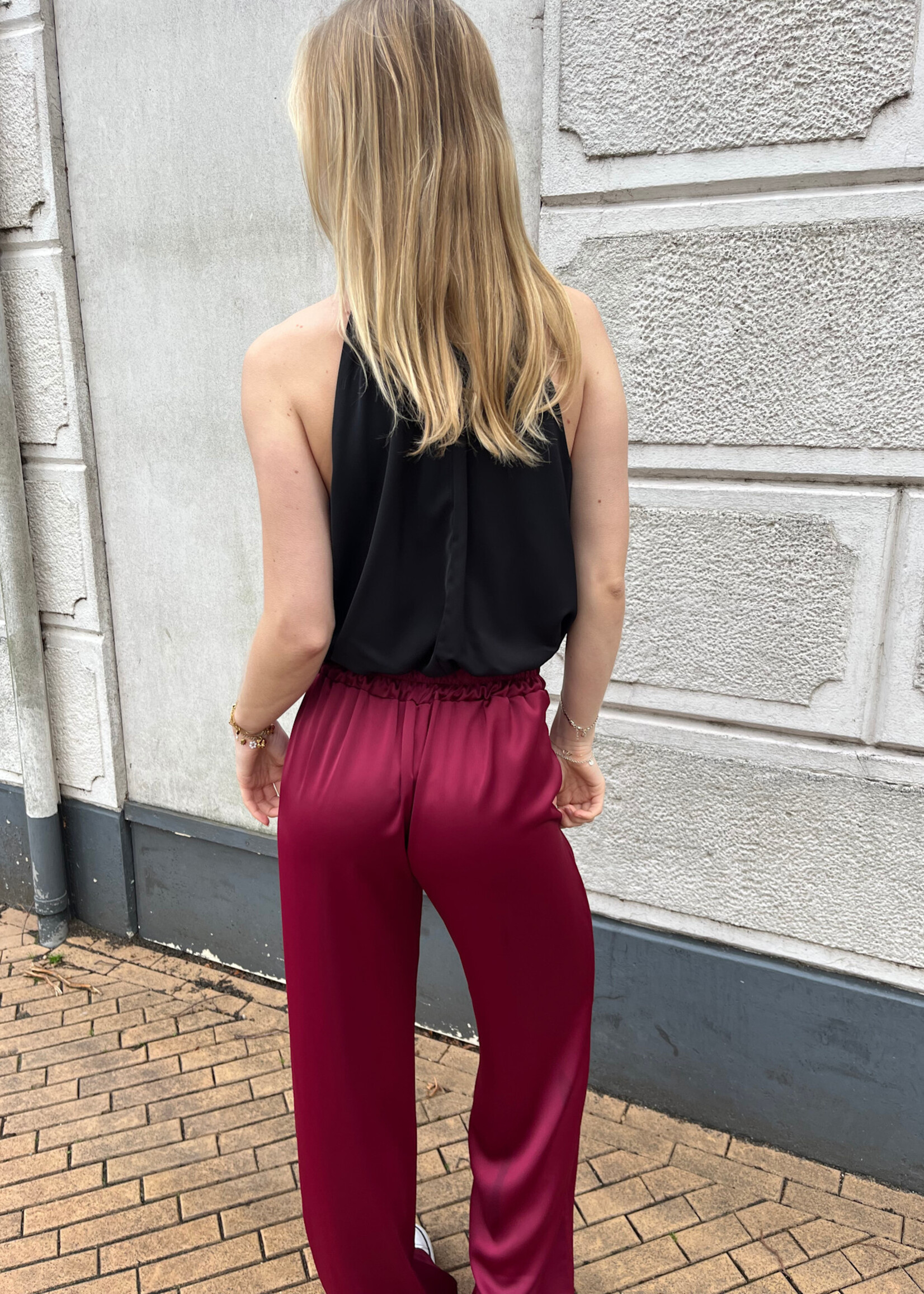 Flo Boutique Satijnen Broek Milou Bordeaux