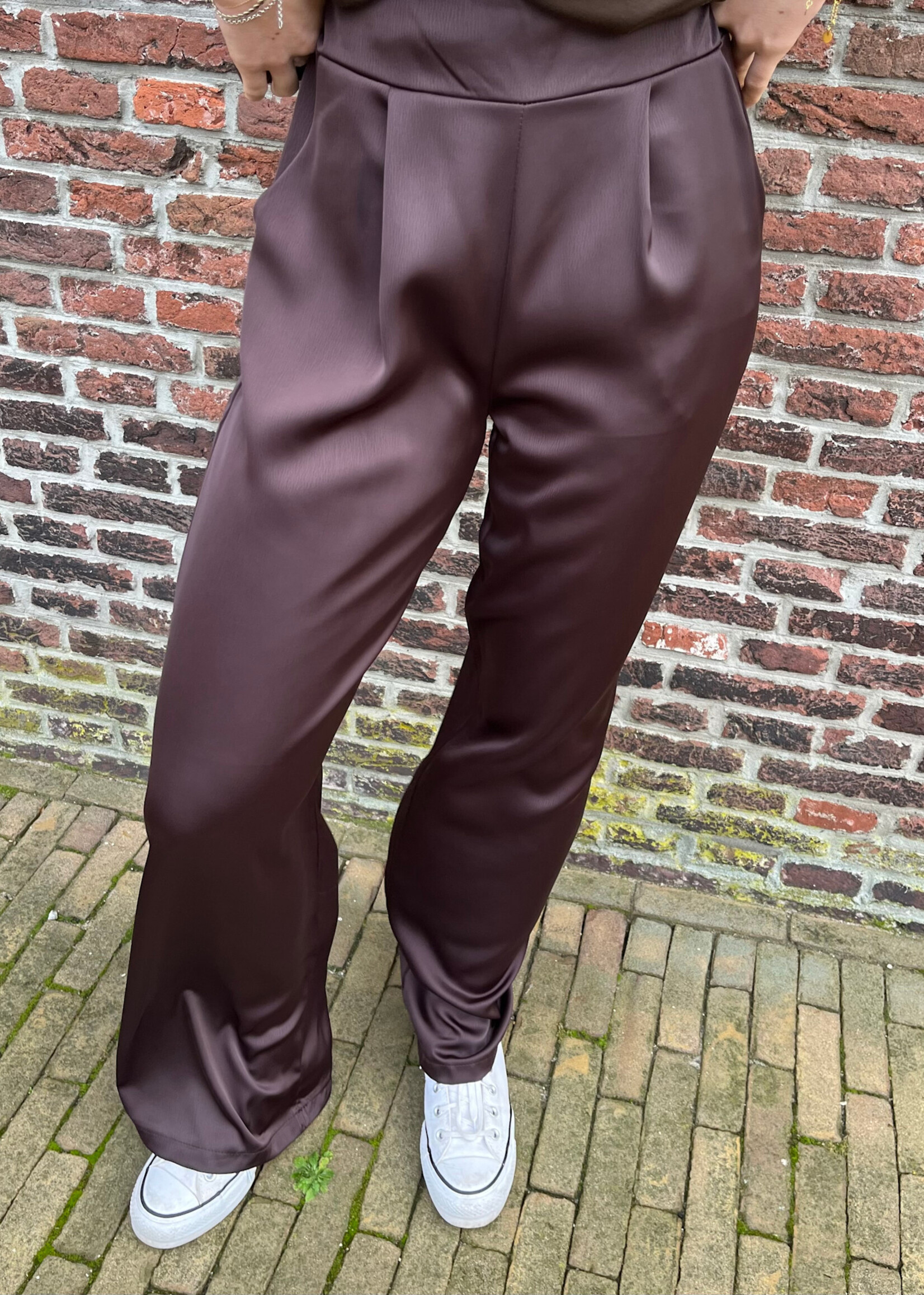 Flo Boutique Satijnen Broek Milou Brown