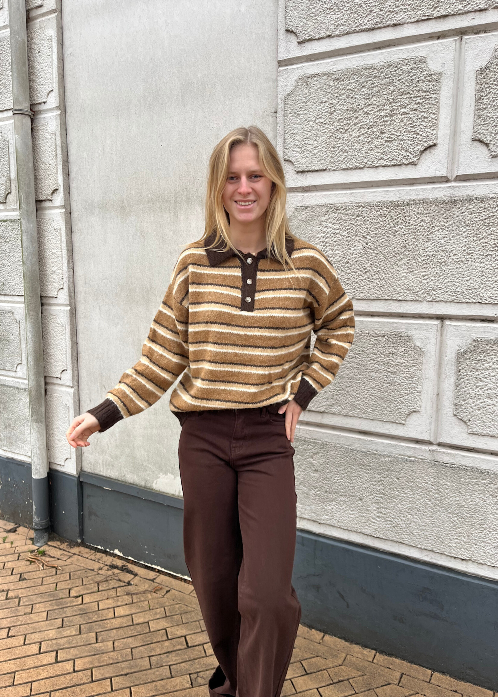 Flo Boutique Top Lotus Stripe Brown