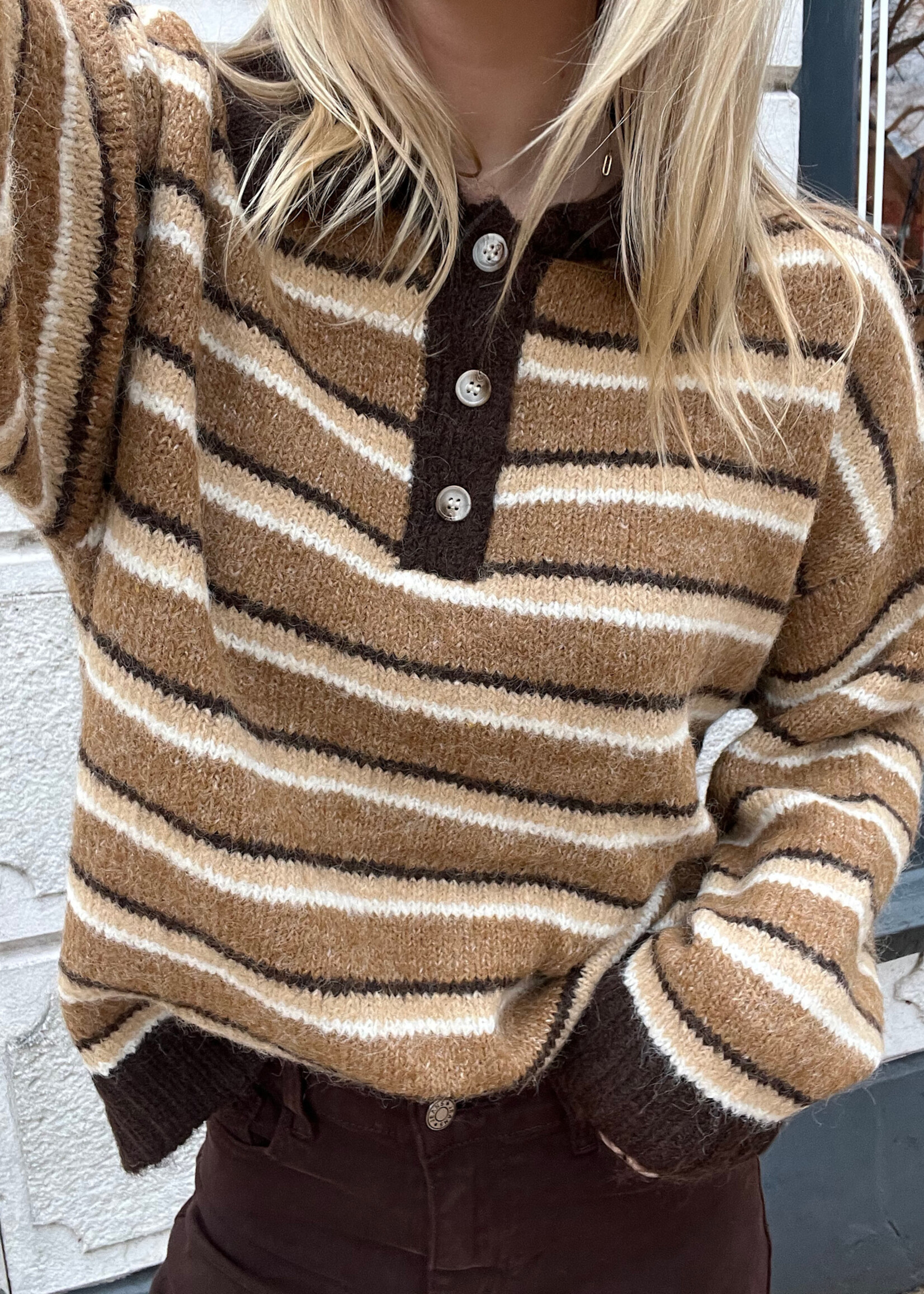 Flo Boutique Top Lotus Stripe Brown