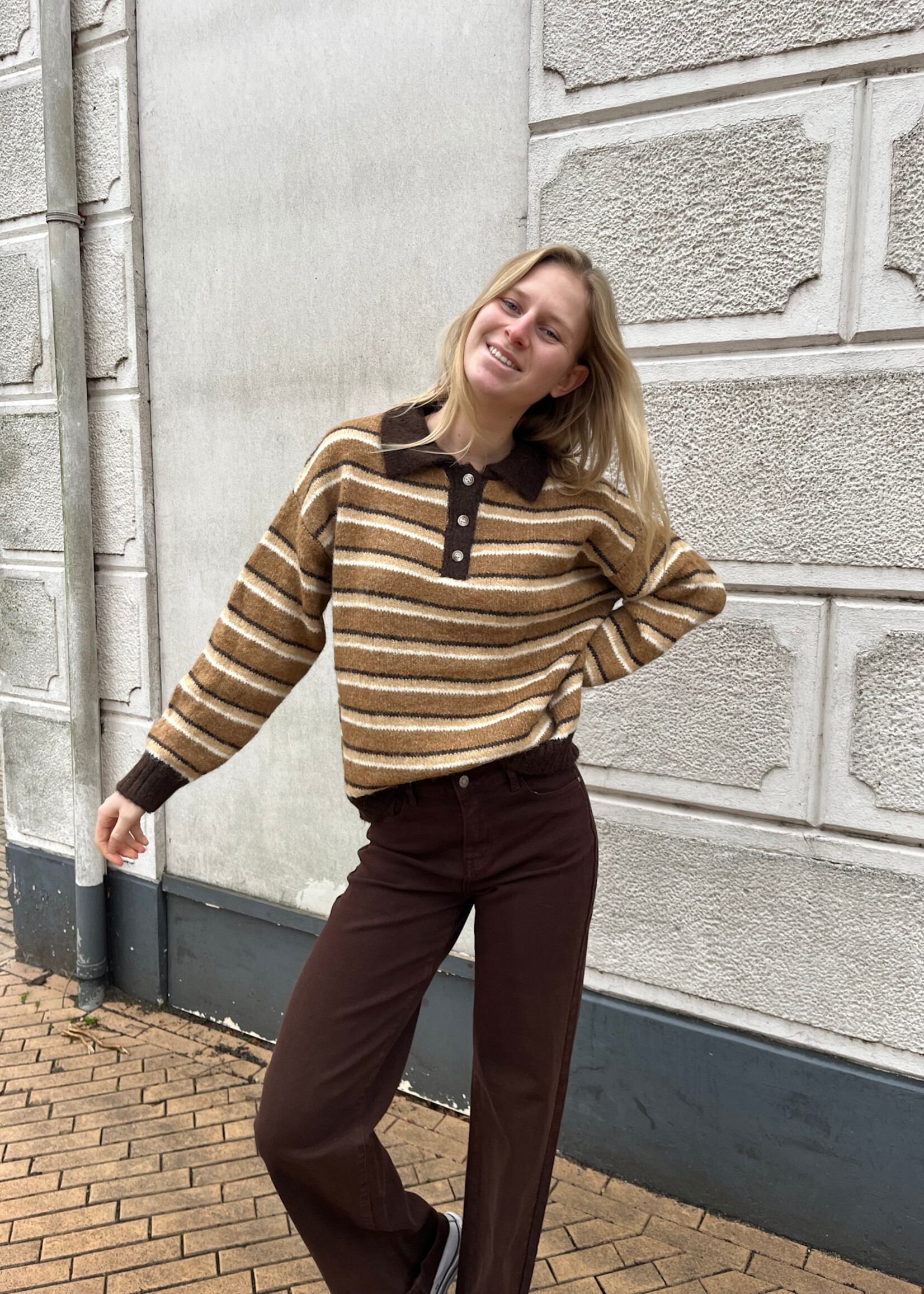 Flo Boutique Top Lotus Stripe Brown