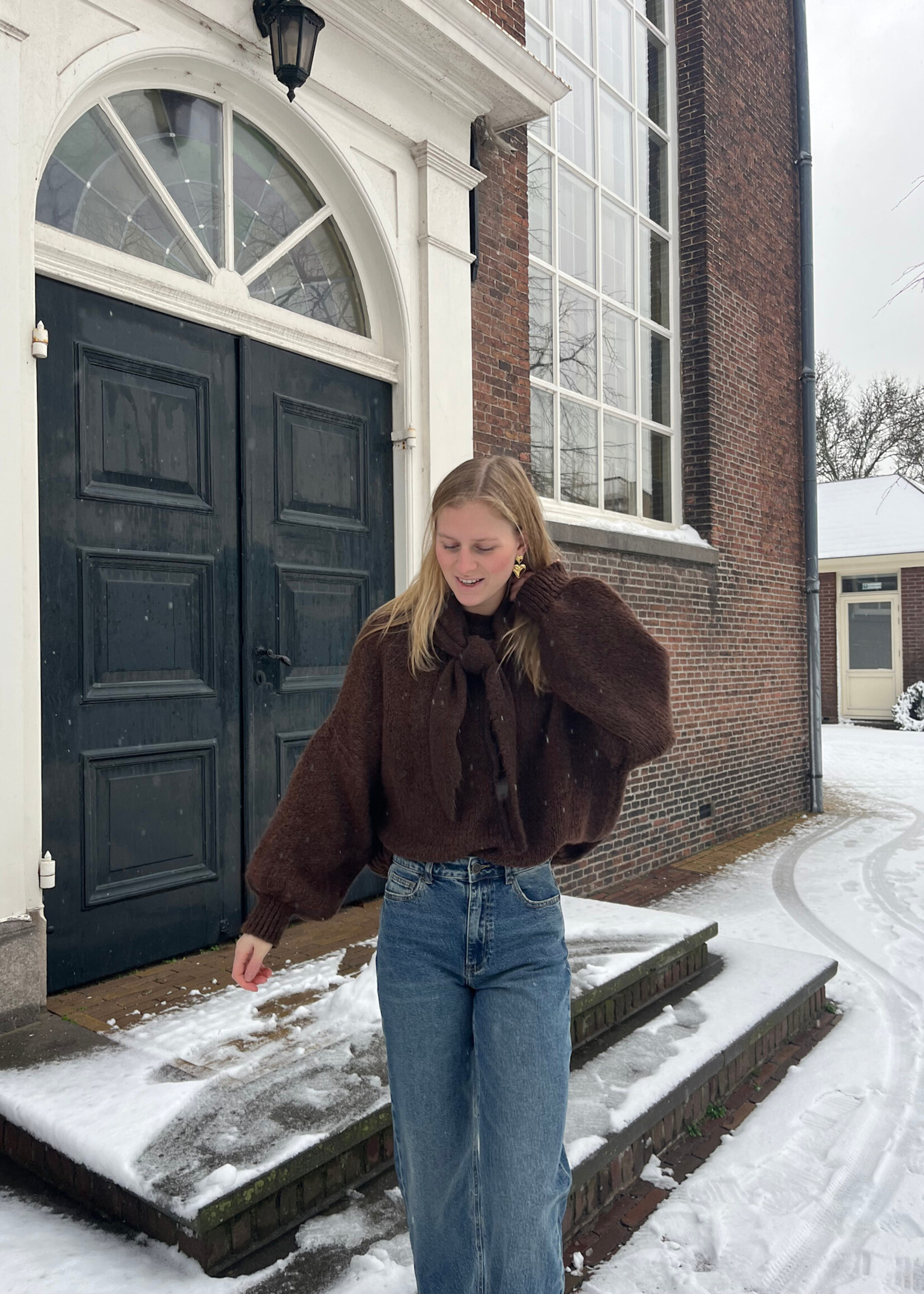 Flo Boutique Cosy trui Diede Dark Brown