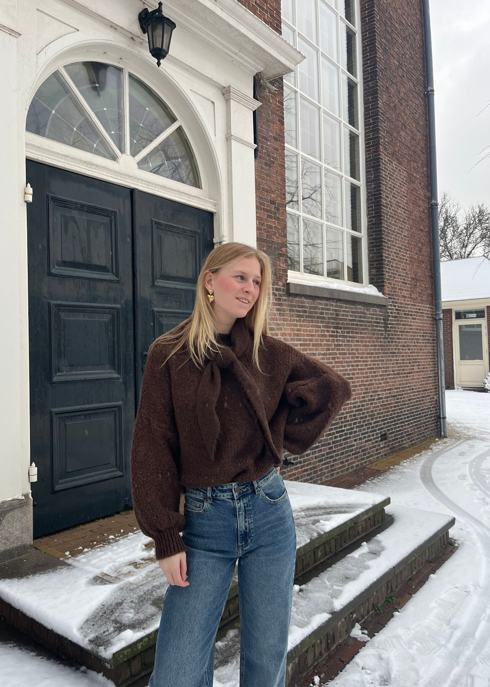 Flo Boutique Cosy trui Diede Dark Brown