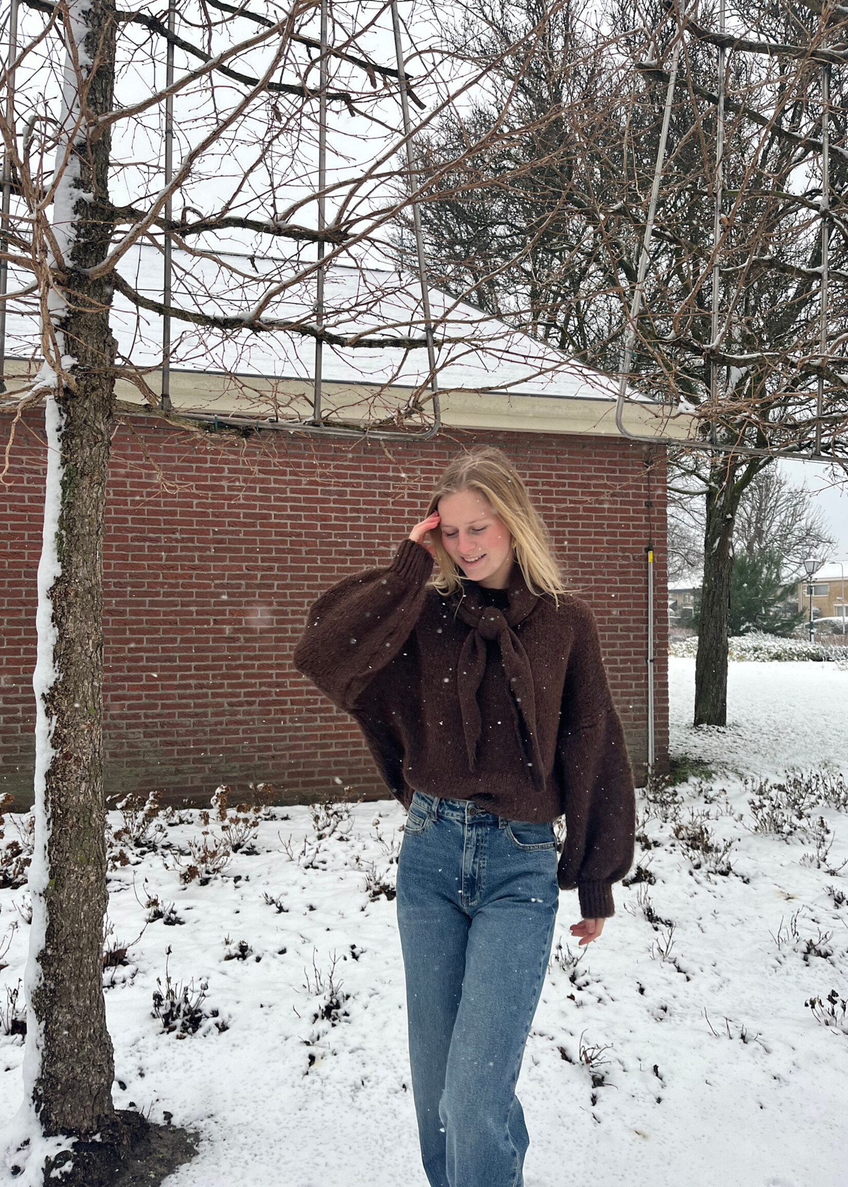 Flo Boutique Cosy trui Diede Dark Brown