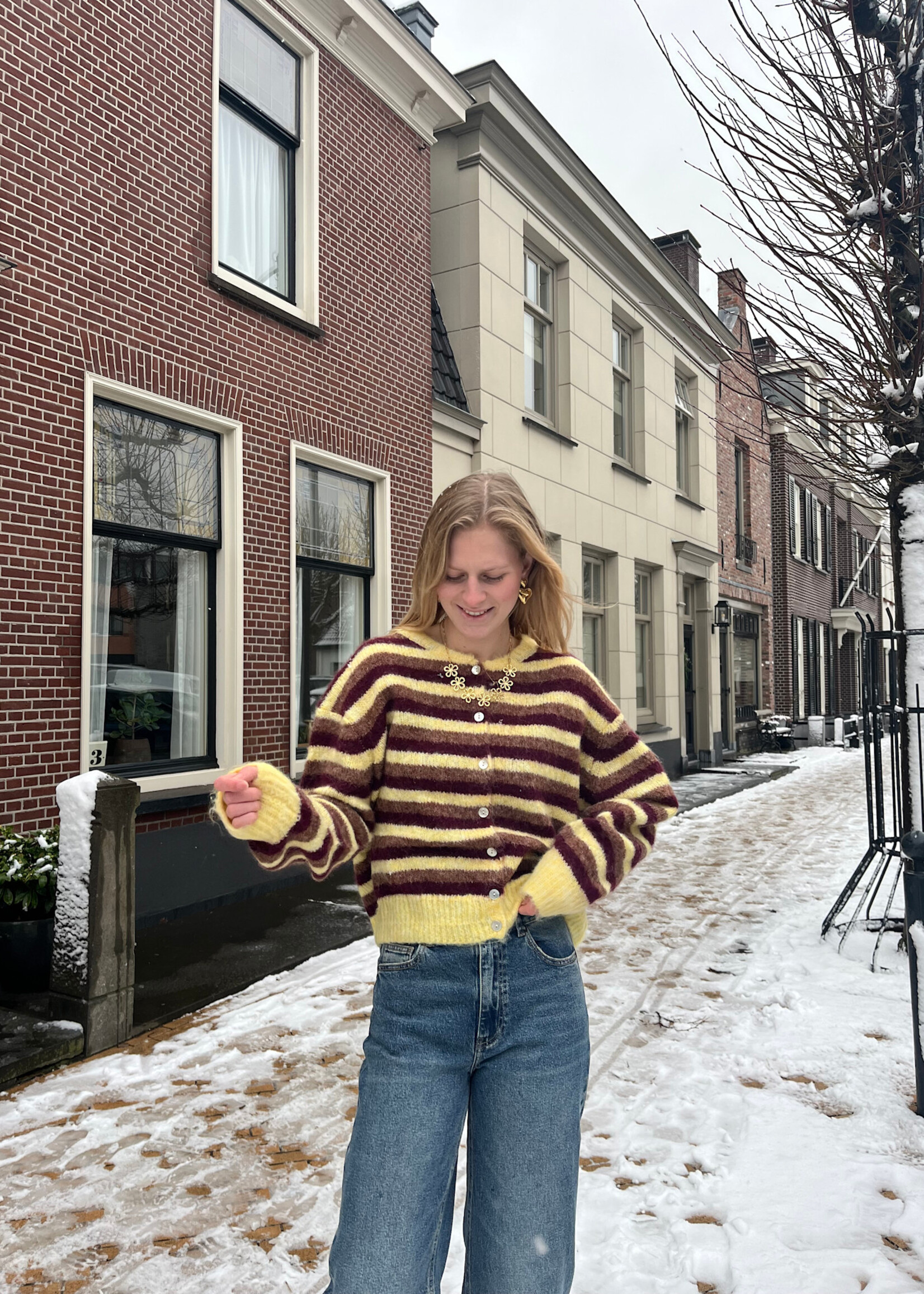 Flo Boutique Vest Viv Geel/Bordeaux